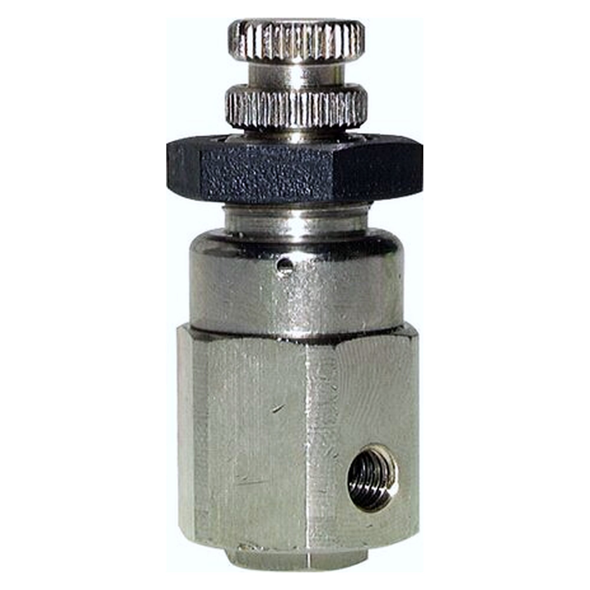 Pressure regulator, M 5, 0.2 - 2 bar, nickel plated brass, inlet pressure max. 6 bar