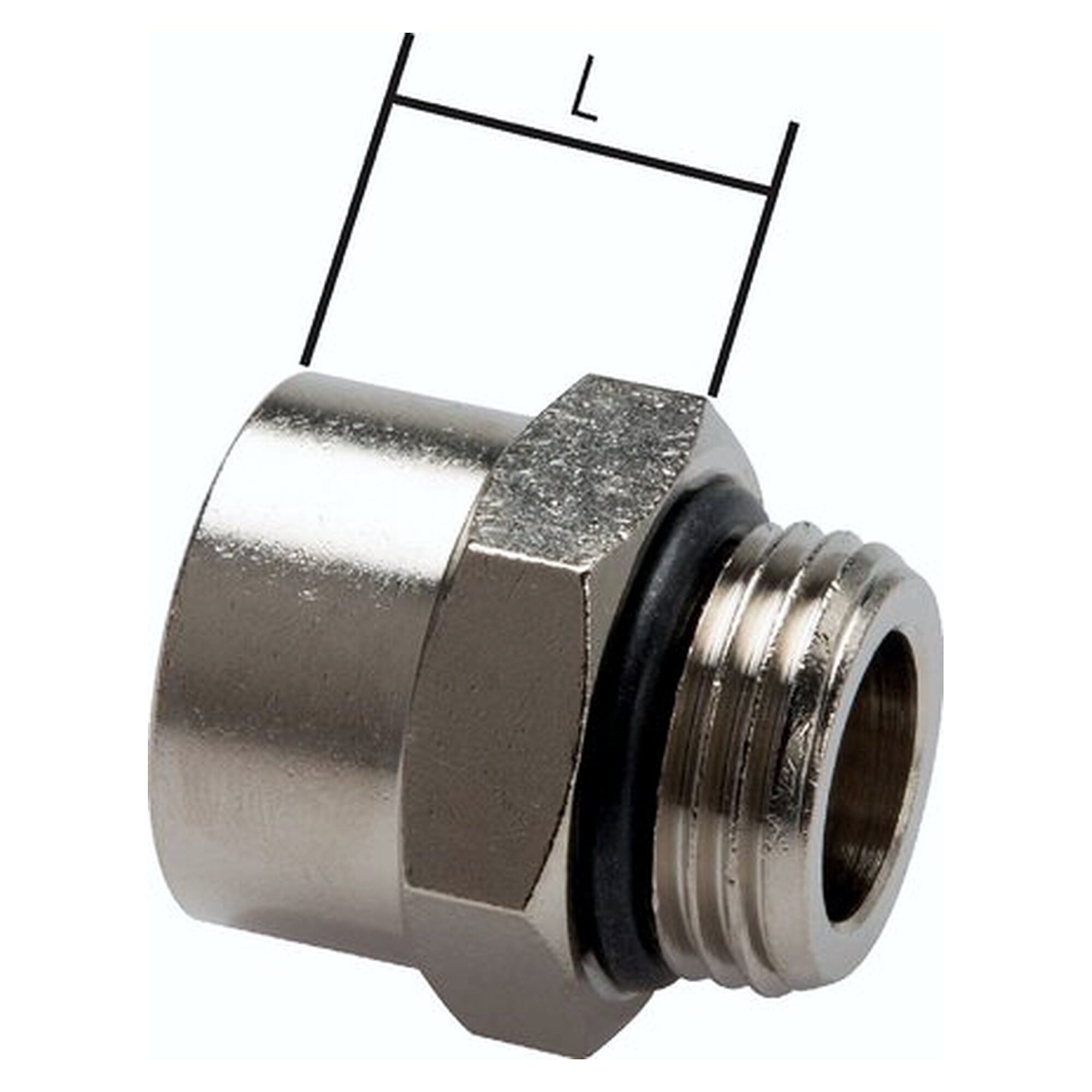 Thread extension G 3/8"-16,4mm, brass nickel-plated (elastomer seal)