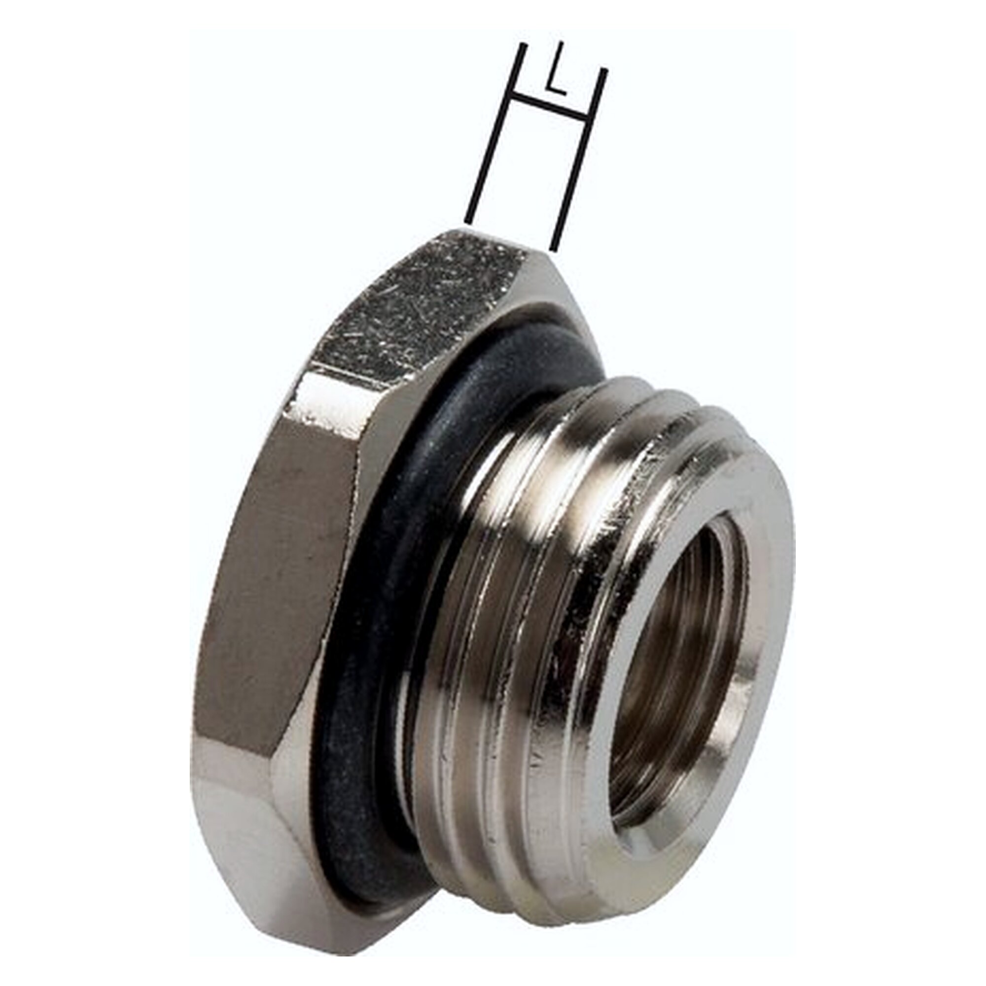 Reduziernippel, mit Elastomerdichtung, Außengewinde G 3/4" auf Innengewinde G 1/4", Länge 4,9 mm