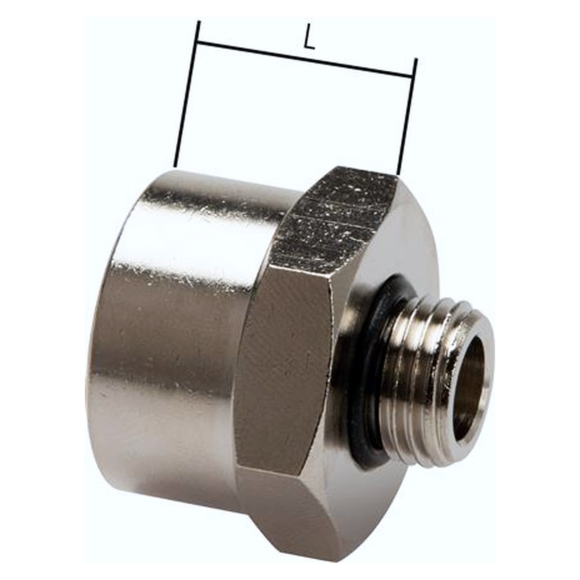 Reduziernippel, mit Elastomerdichtung, Außengewinde G 3/8" auf Innengewinde G 3/4", Länge 21,9 mm