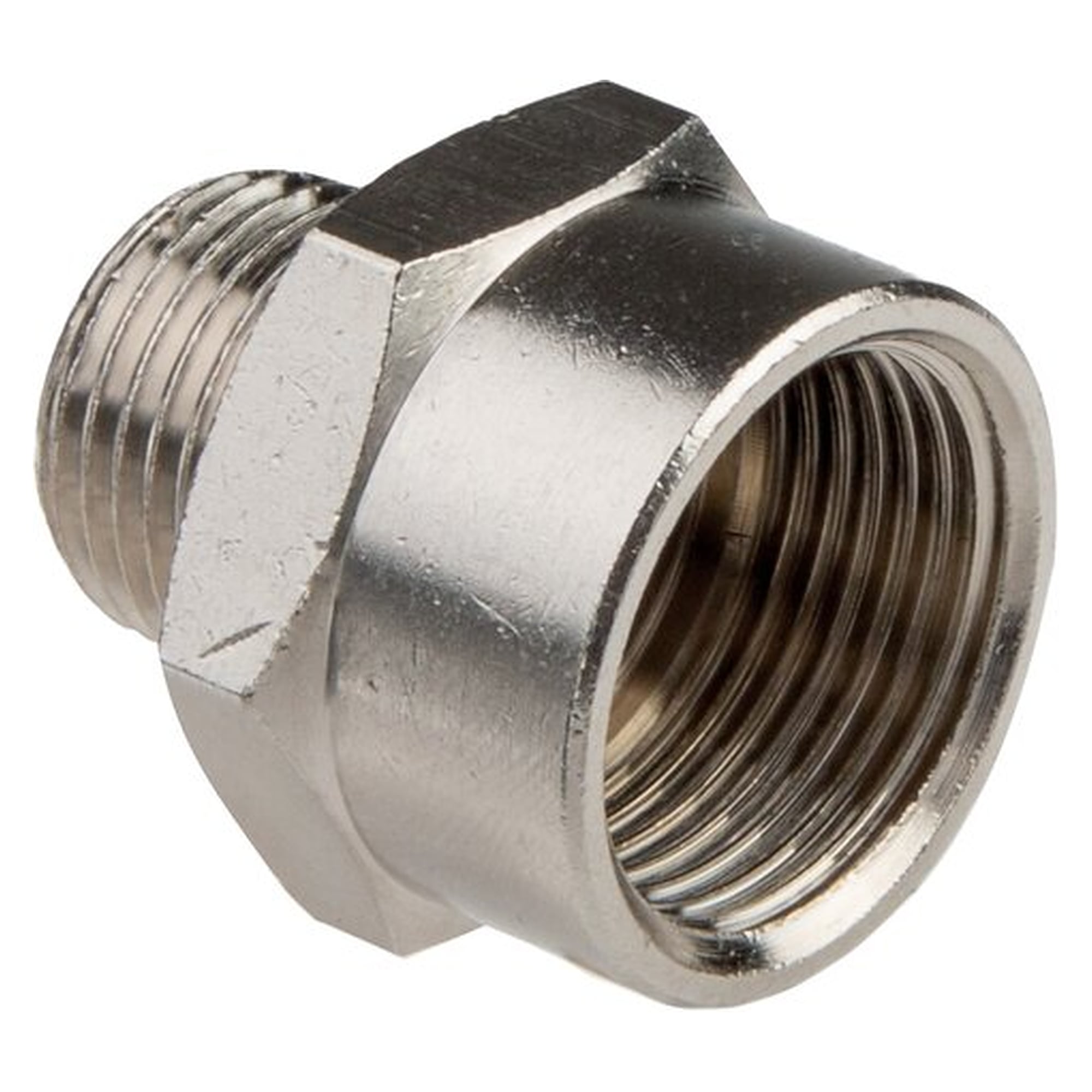 Reduziernippel, Außengewinde R 3/8", Innengewinde Rp 3/4", PN 16 bar, Messing vernickelt
