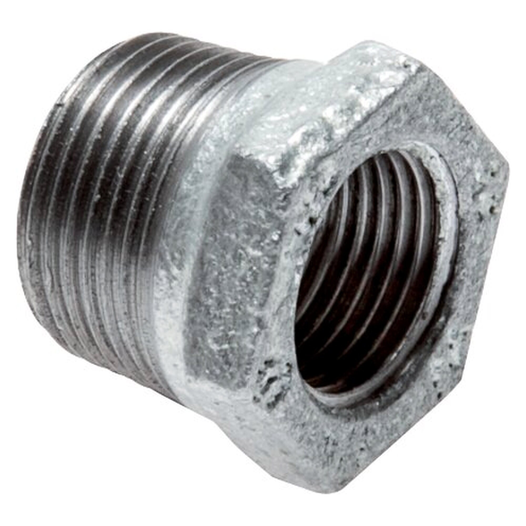 Reduziernippel, Außengewinde R 2", Innengewinde Rp 3/4", PN 25 bar, verzinkter Temperguss
