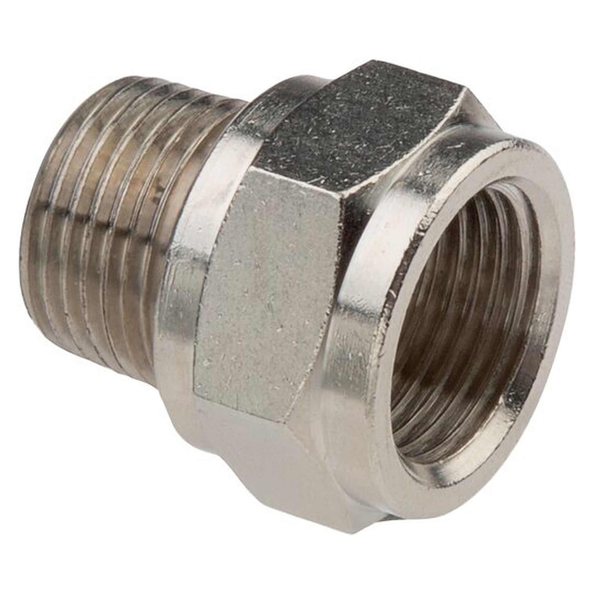Reducing nipple, male thread R 3/4" to female thread Rp 3/4", nickel plated brass