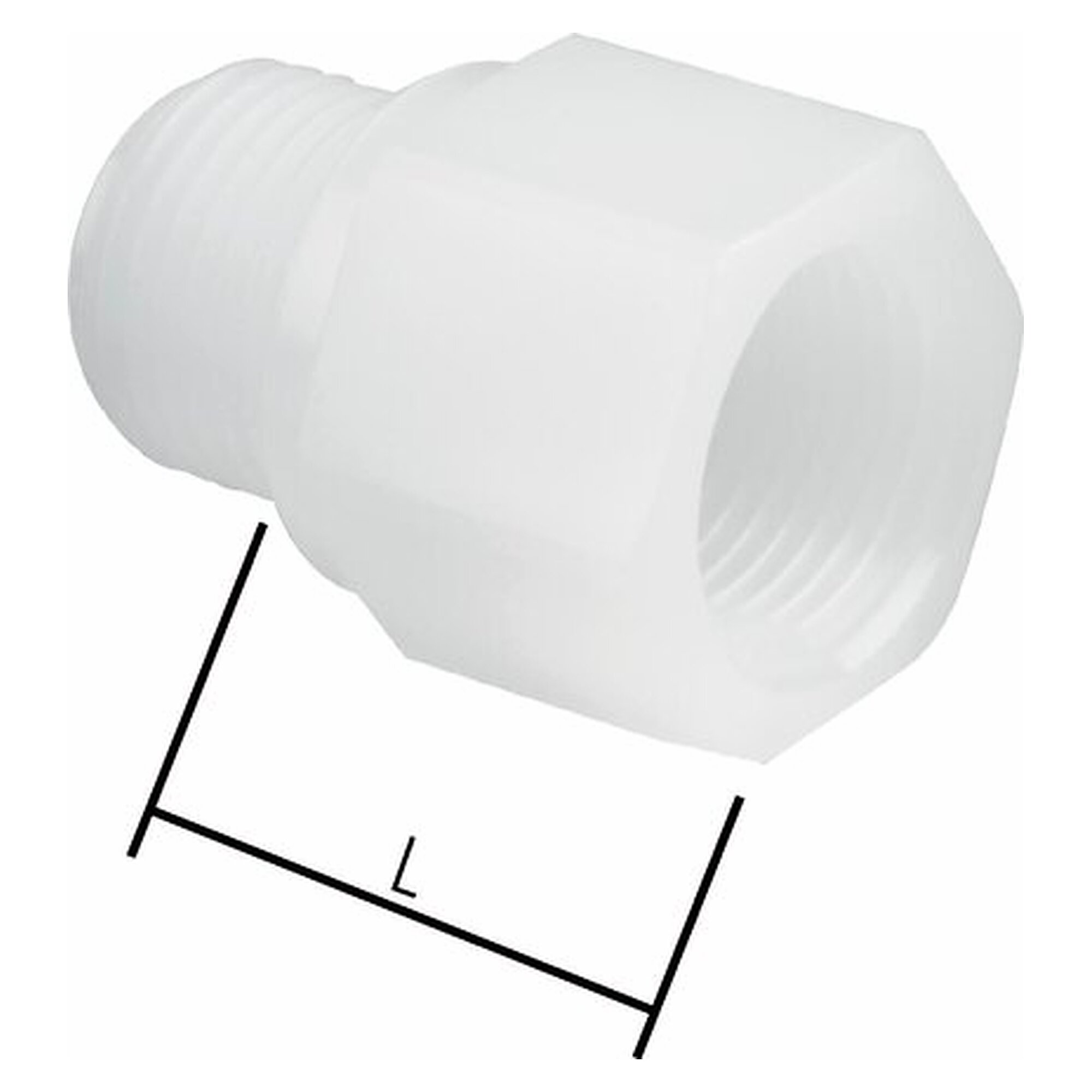 Gewindeverlängerung, Außengewinde G 3/8", 19,5 mm, Polypropylen, Schlüsselweite 22 mm