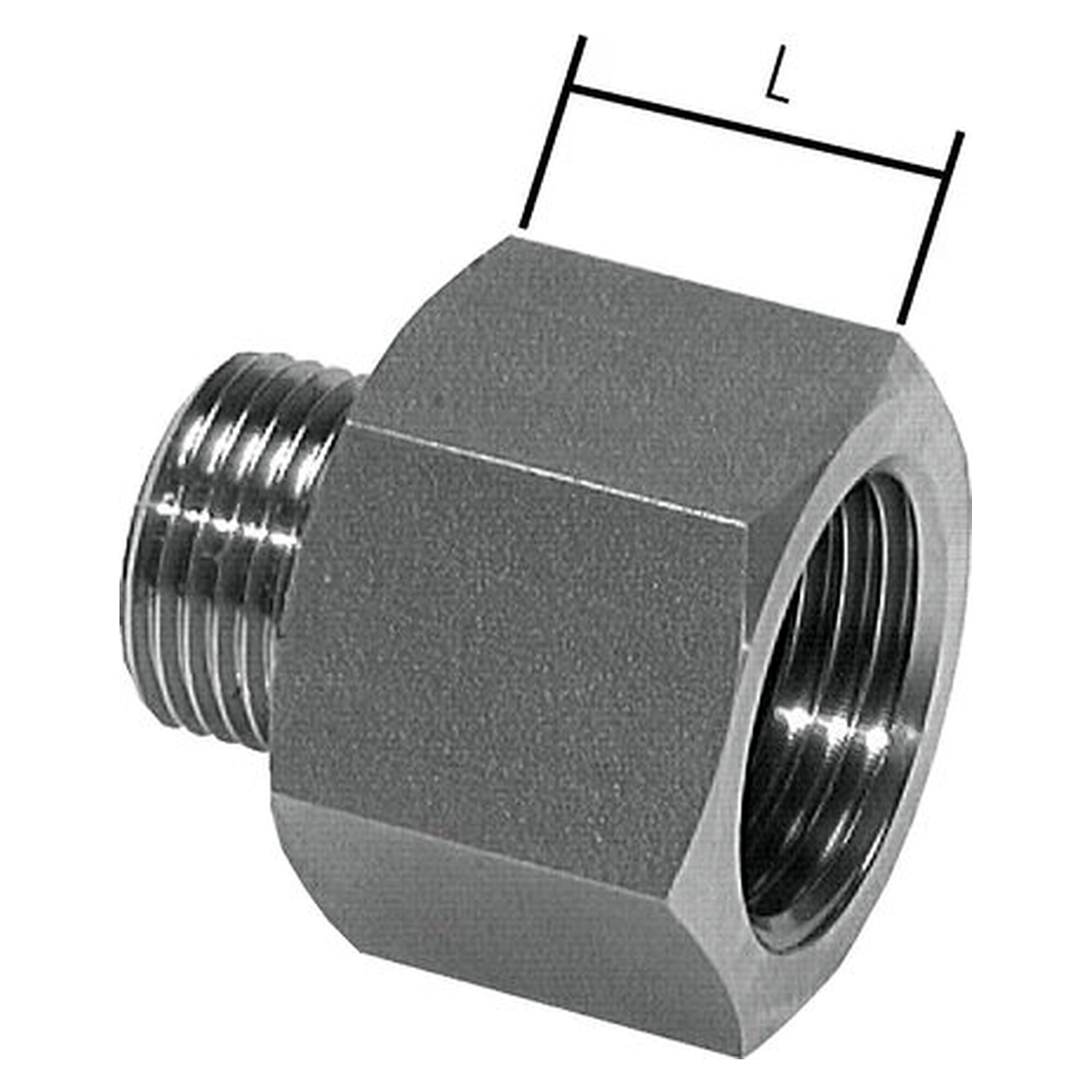 Reducing nipple, male thread G 1/8", female thread G 1/4", stainless steel 1.4571, A/F 17 mm