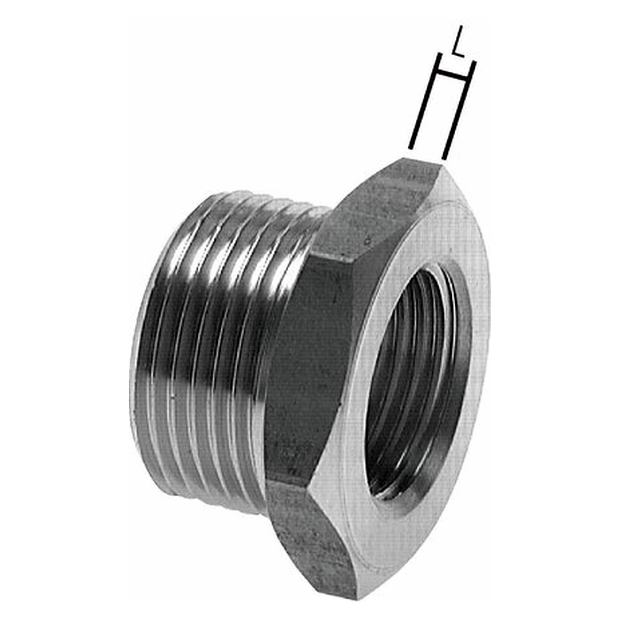 Reducing nipple, male thread M 5, female thread M 3, stainless steel 1.4571, A/F 7 mm