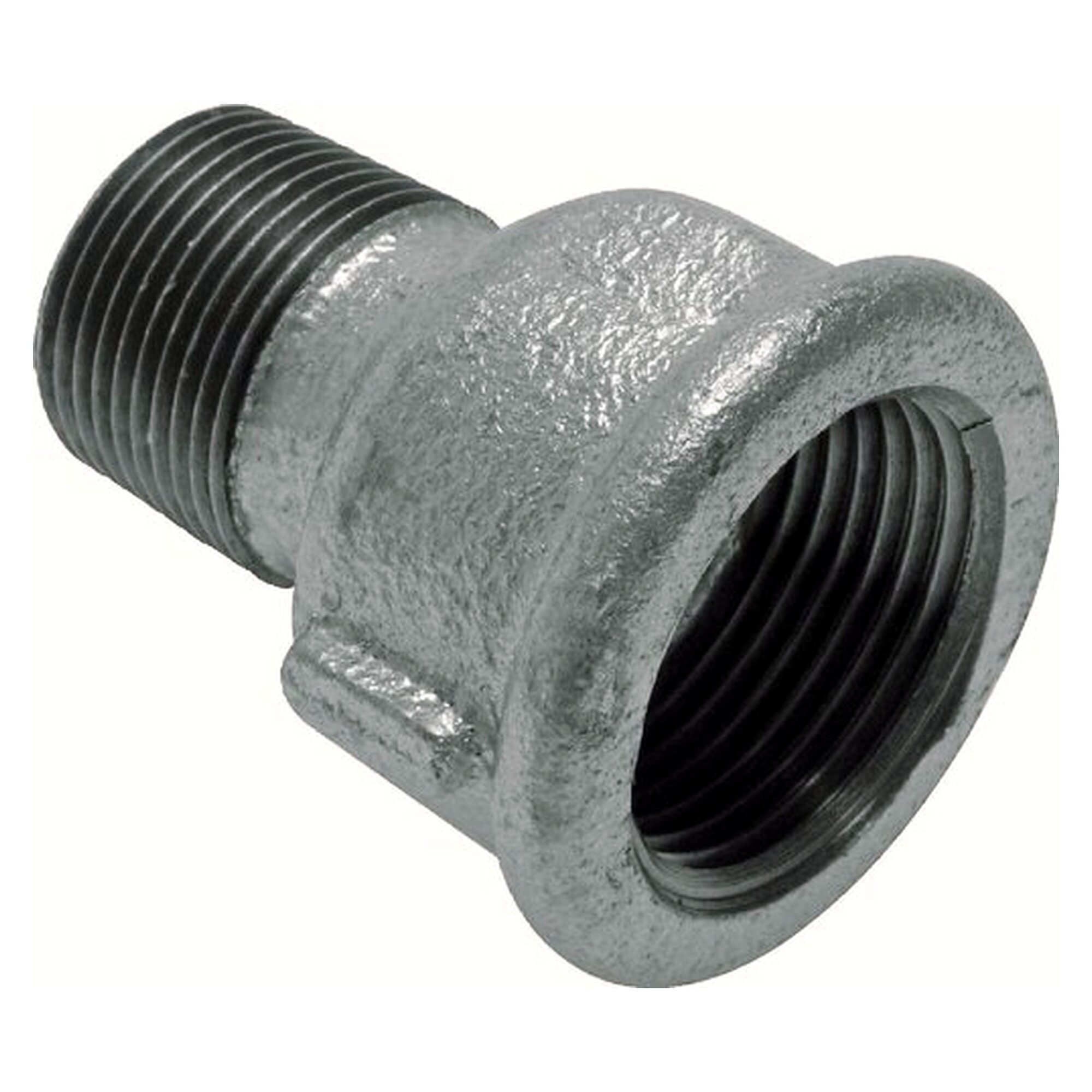 Reduziernippel, Außengewinde R 1", Innengewinde Rp 1-1/4", PN 25 bar, verzinkter Temperguss