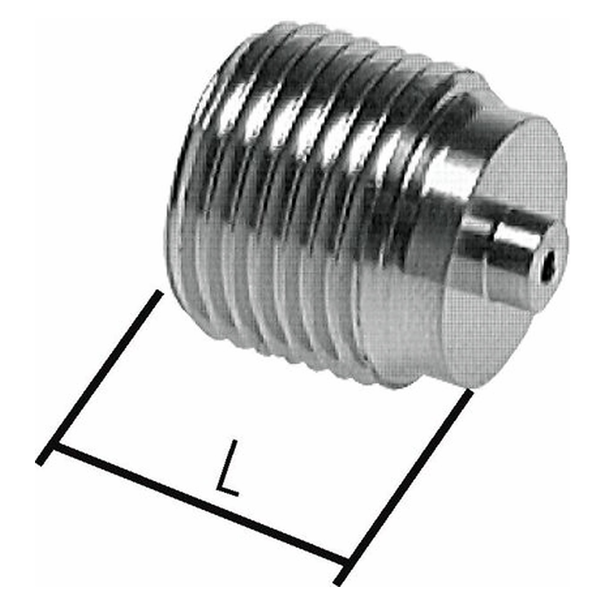 Gauge adapter, G 1/4", 400 bar, 1.4571, length 19 mm, male thread G 1/2", female thread G 1/4"
