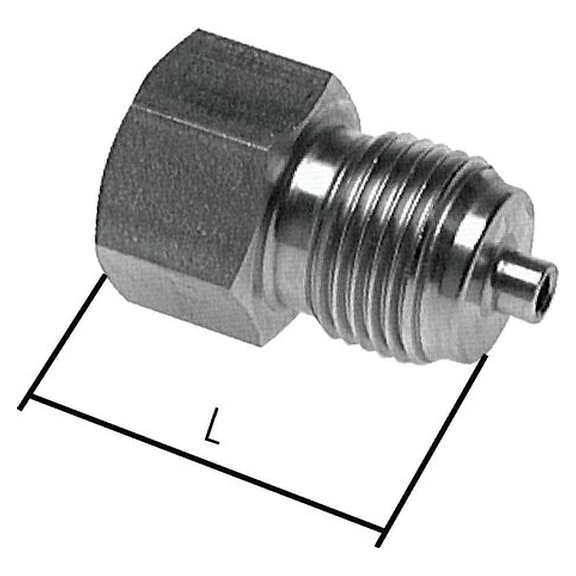 Gauge adapter, G 3/8", 400 bar, 1.4571, length 45 mm, male thread G 1/2", female thread G 3/8"