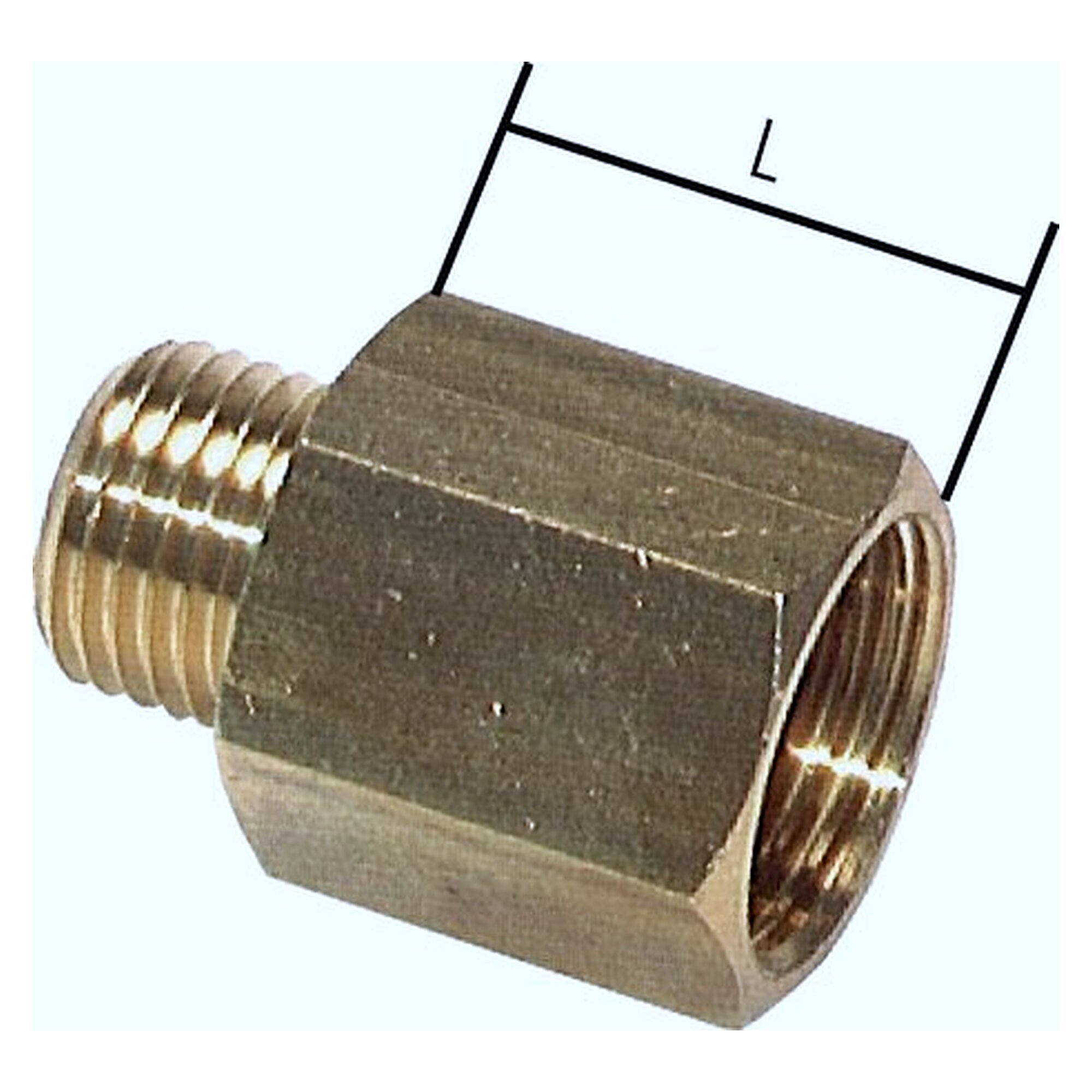Reduziernippel, Außengewinde G 1/2", Innengewinde G 3/4", Messing, SW 32 mm