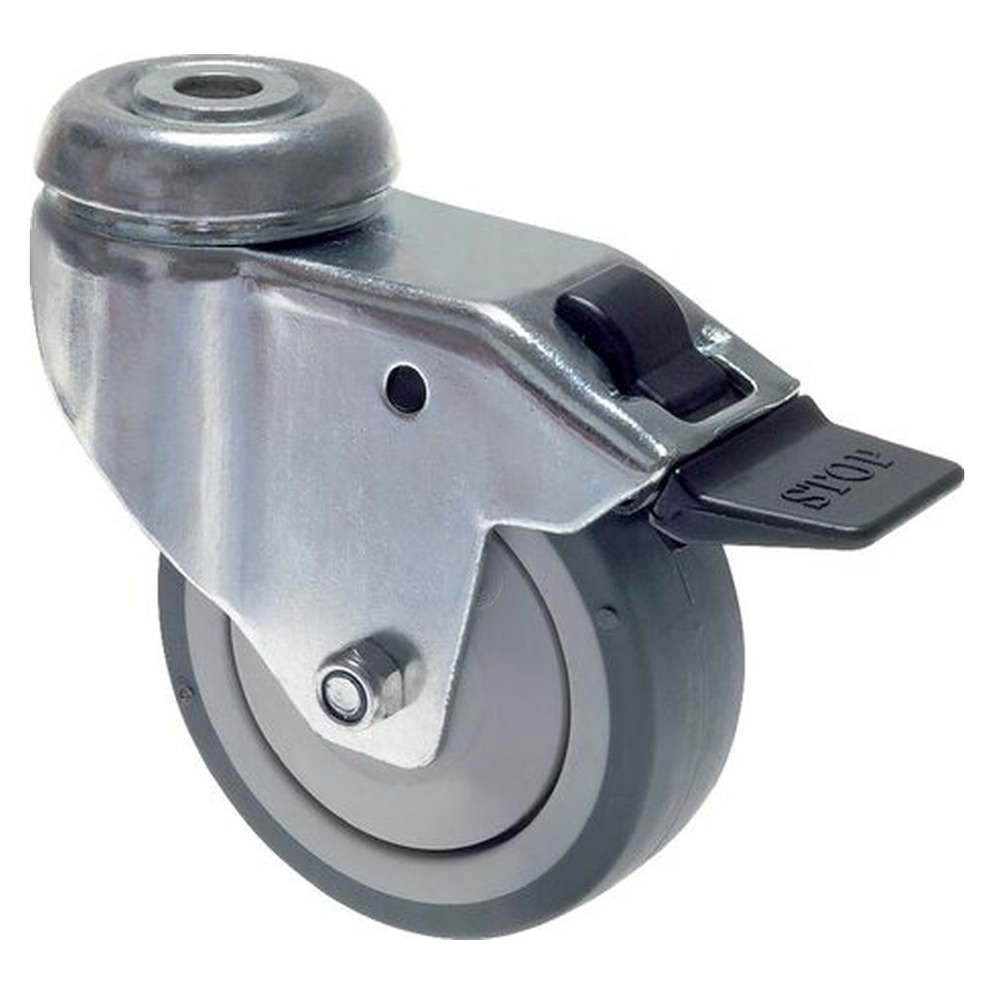 Apparatus castor, back hole 10,2 mm, swivel castor with total brake, 50mm