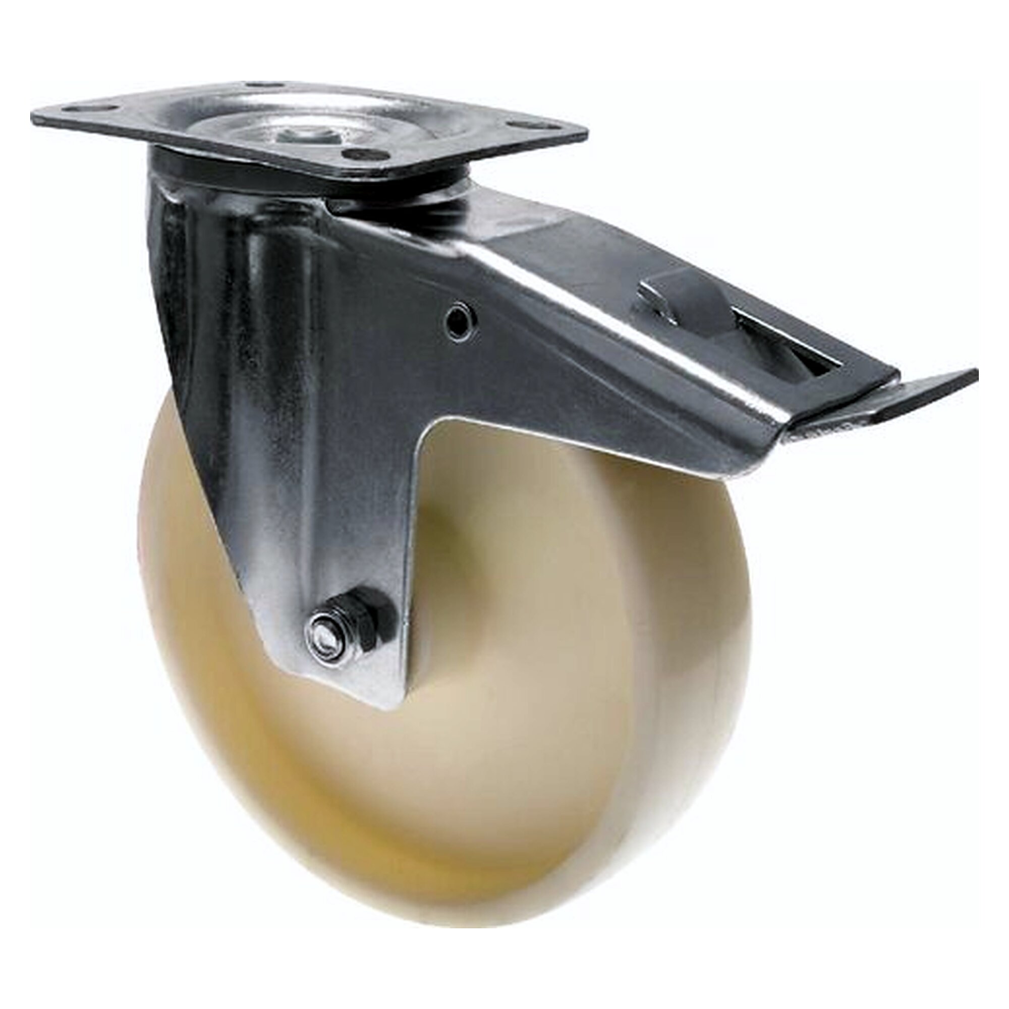 Kunststoffrolle, 200mm, Lenkrolle mit Totalfeststeller, Tragfähigkeit statisch 350 kg