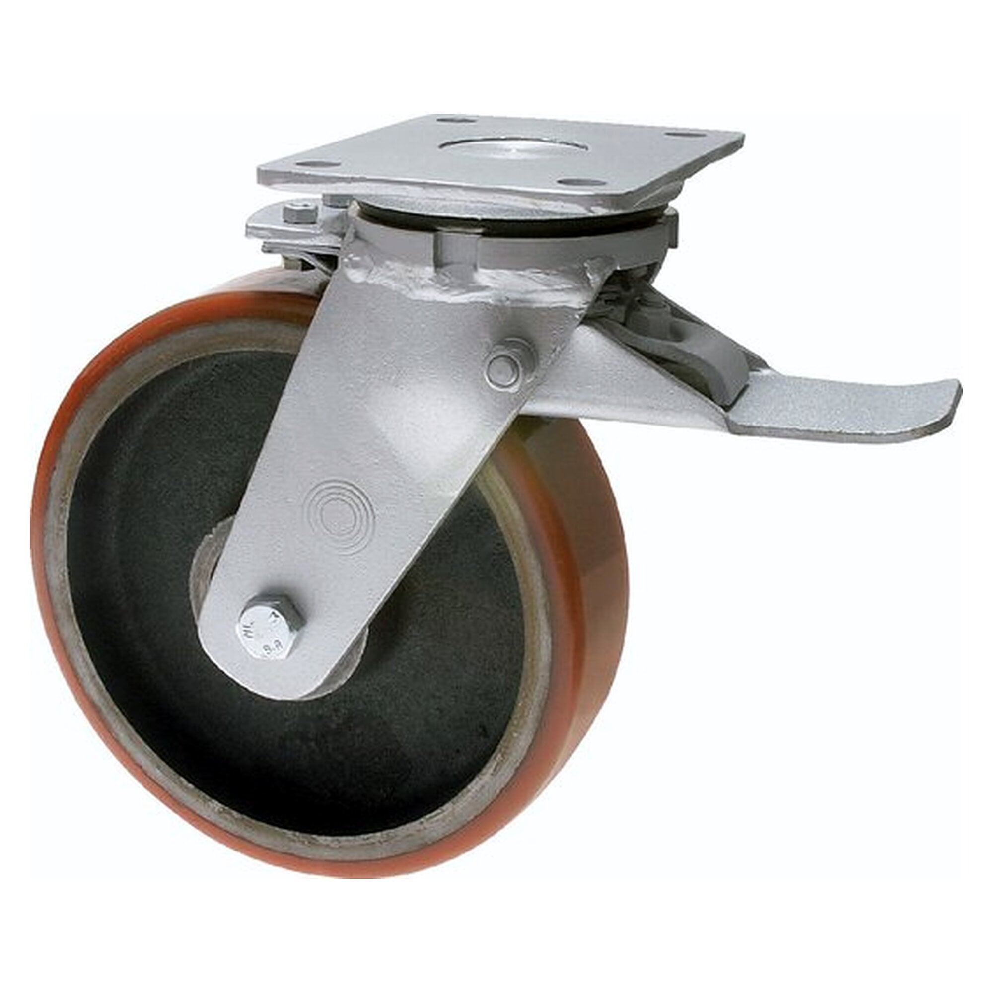 Polyurethane heavy duty castor, swivel castor with total brake, 300mm