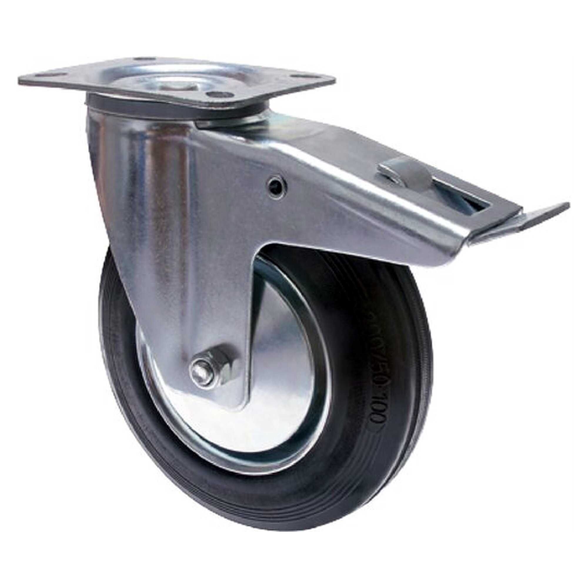 transport castor, 160mm, swivel castor with total lock, wheel diameter 160 mm