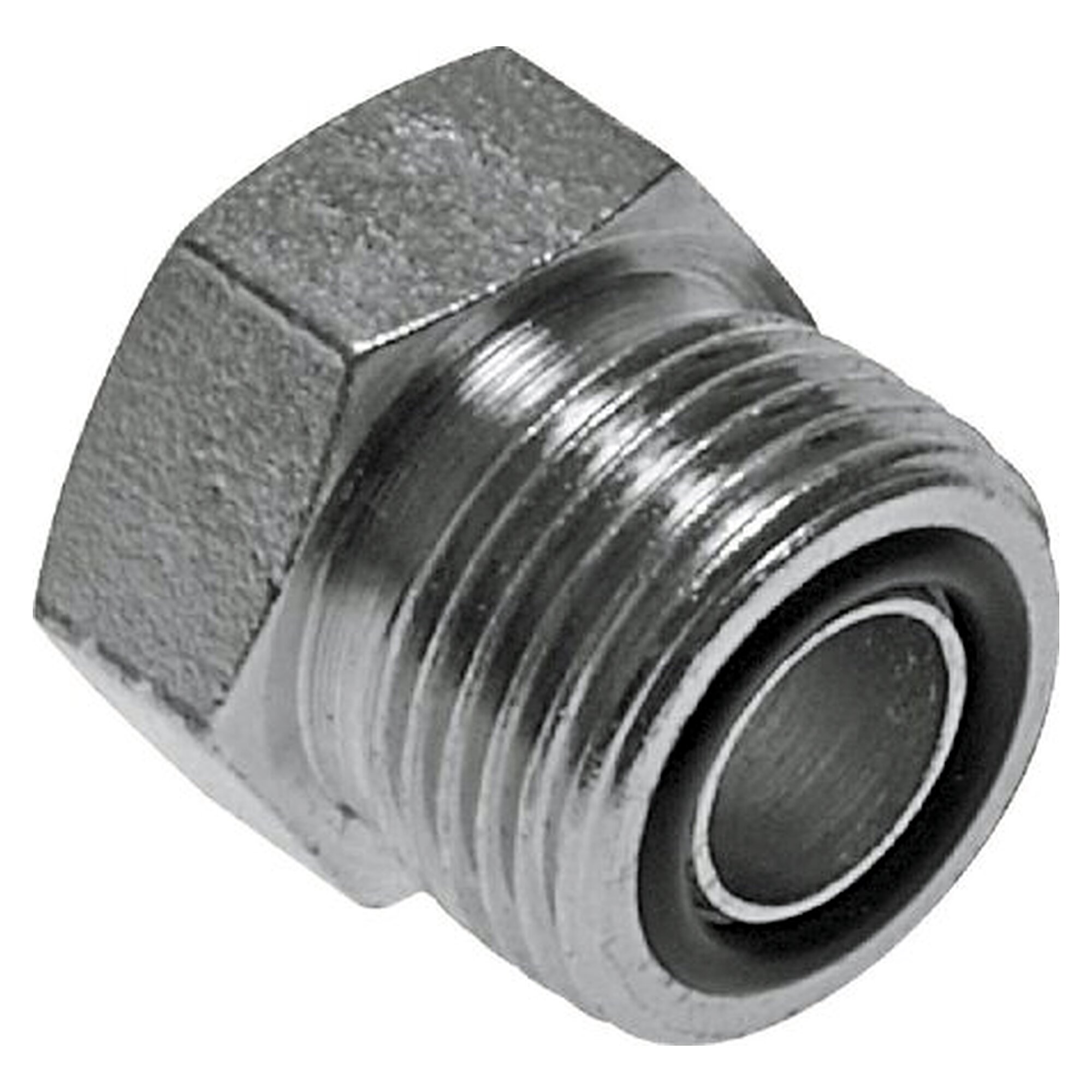 ORFS-Verschlussverschraubung, ORFS außen UN 11/16"-16, PN 630 bar, Stahl verzinkt
