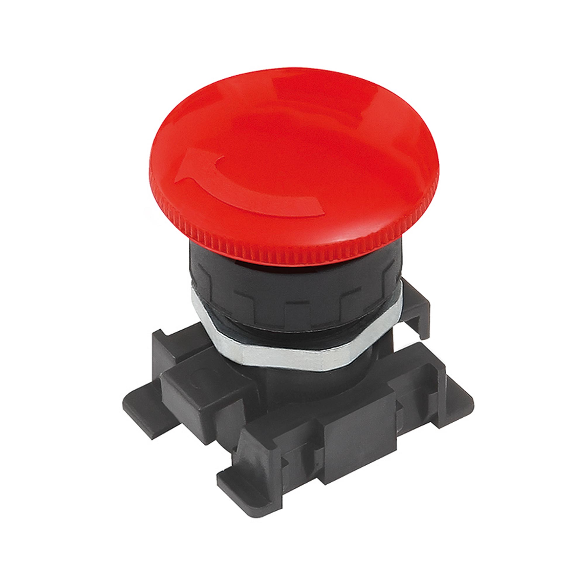 Red palm button with emergency locking - Riegler 106457