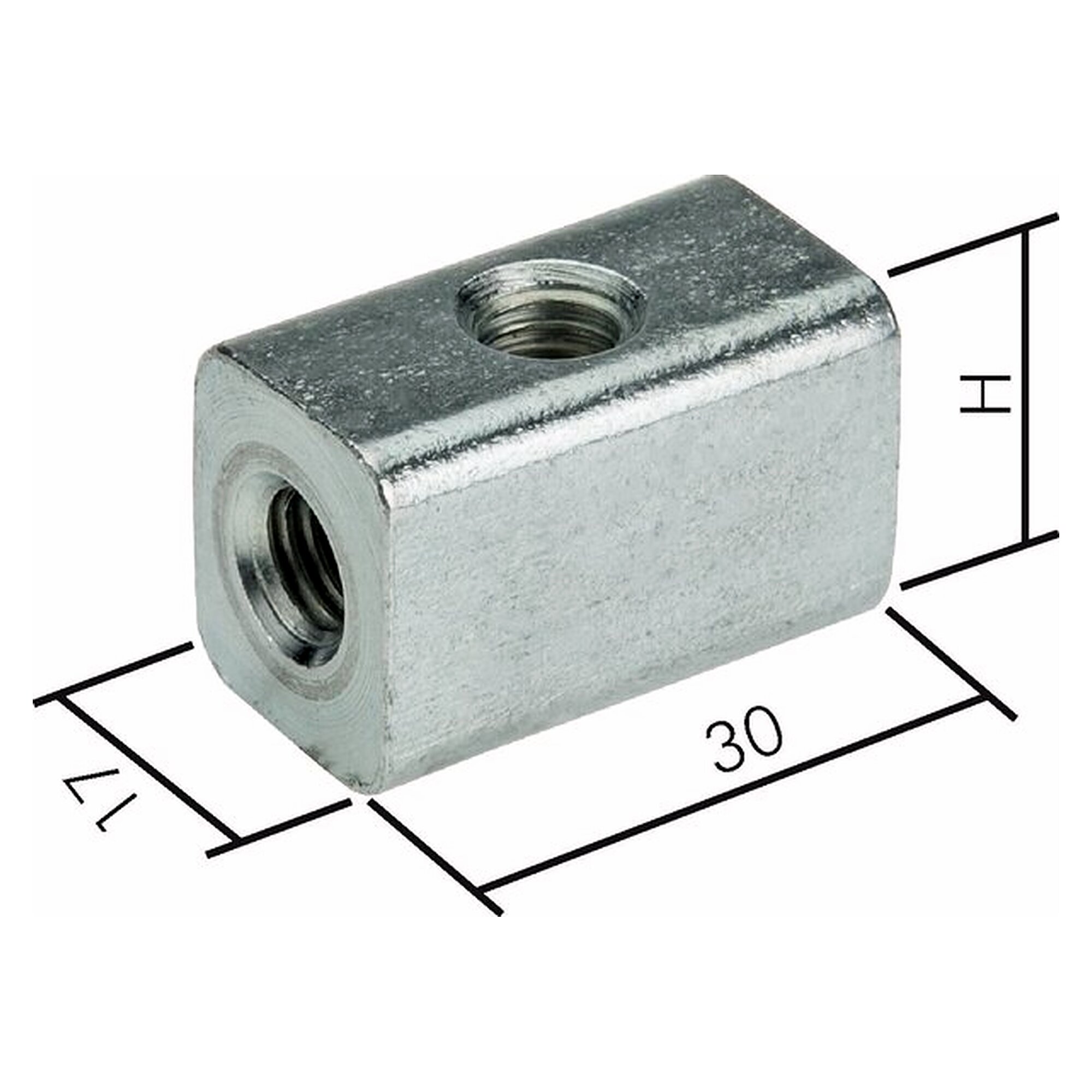 Universalwürfel für Rohrschellen M 10, Gewinde M 10, H 20 mm