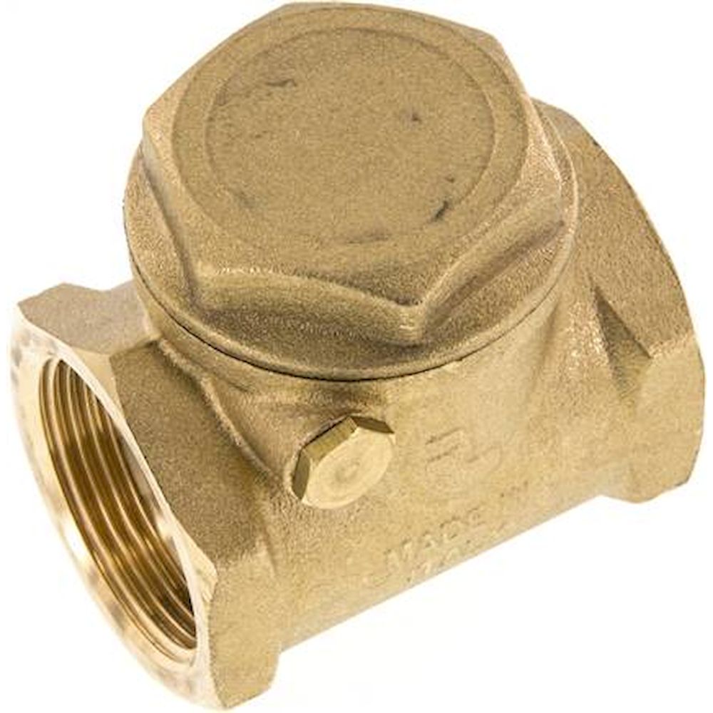 RUCK-114-SK. Swing check valve G 1-1/4", PN 10, Brass, Metallic sealing