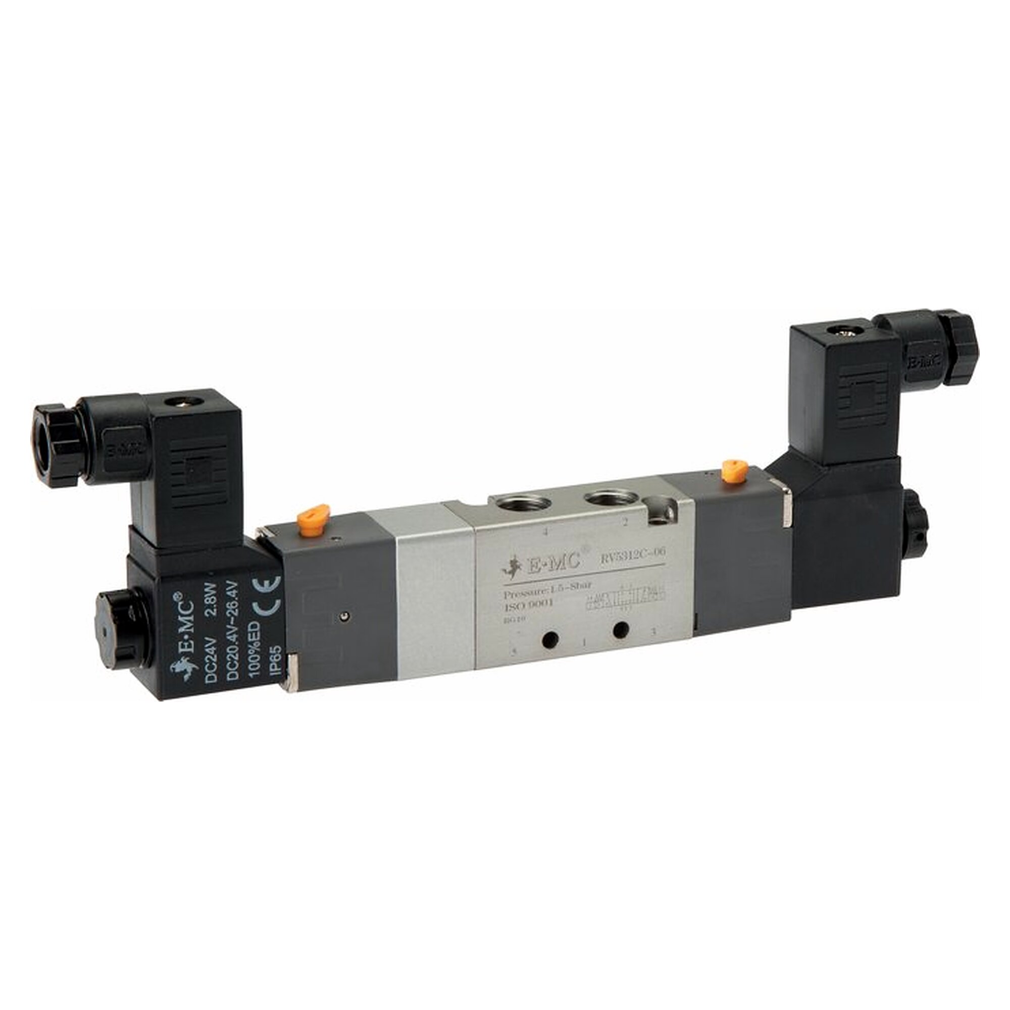 5/3-way solenoid valve, centre position closed, G 1/8", 24 V DC, 450 l/min, nominal size 3.4 mm