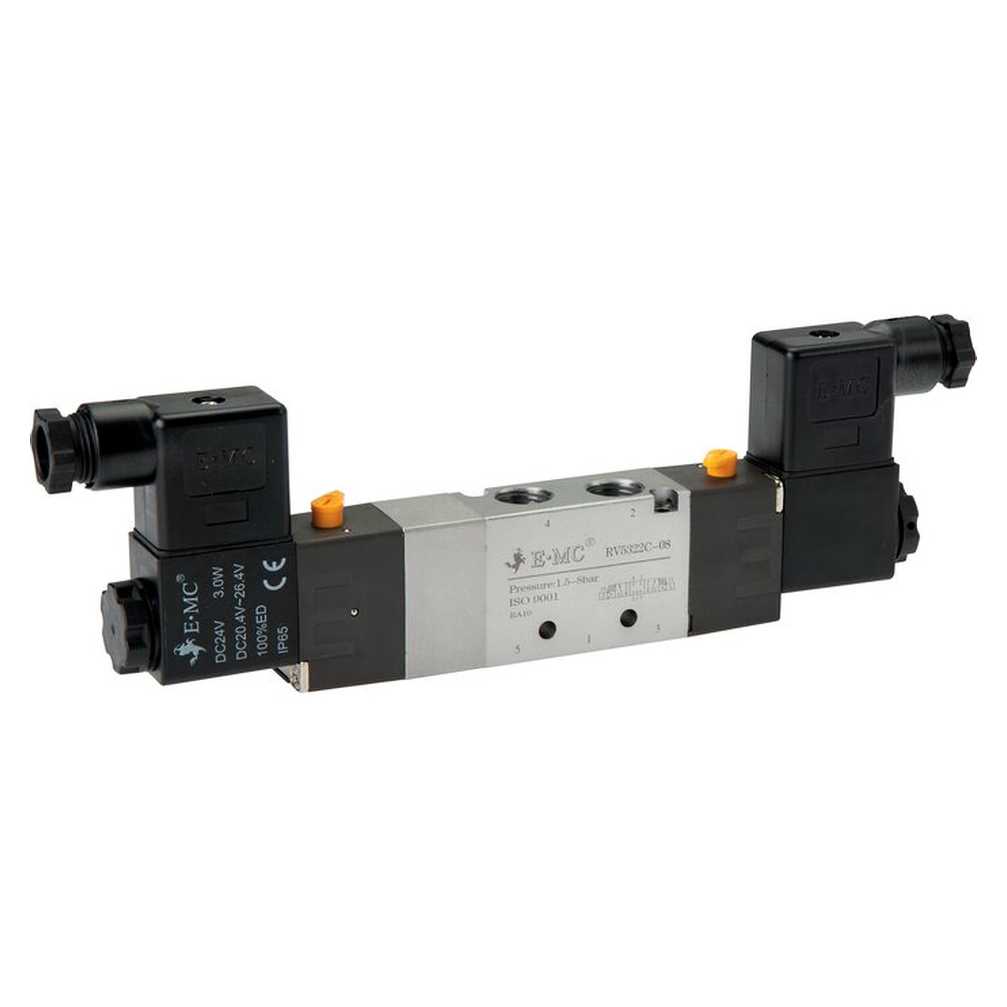 5/3-way solenoid valve, centre position closed, G 1/4", 24 V AC, 600 l/min, nominal size 3.9 mm