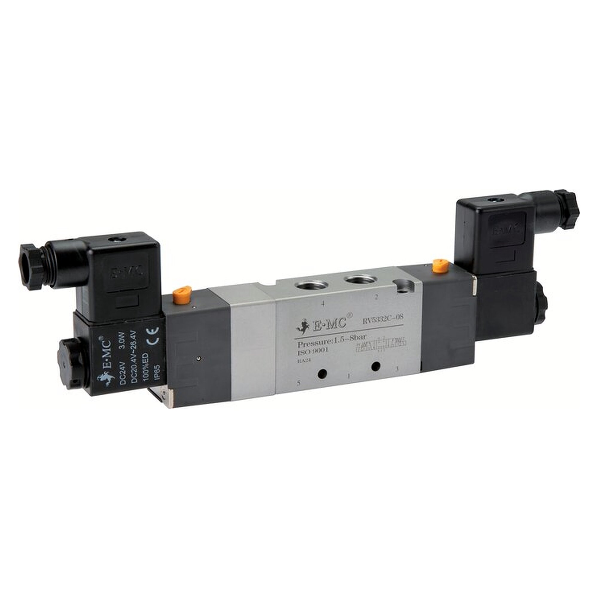 5/3-way solenoid valve, centre position closed, G 1/4", 24 V AC, 850 l/min, nominal size 4.8 mm