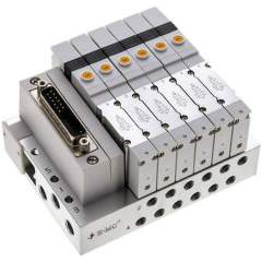 E.MC S1V-M7-6M. Ventilterminal 6x5/2-Wege, Multipol, M 7 an Grundplatte (seitlich)