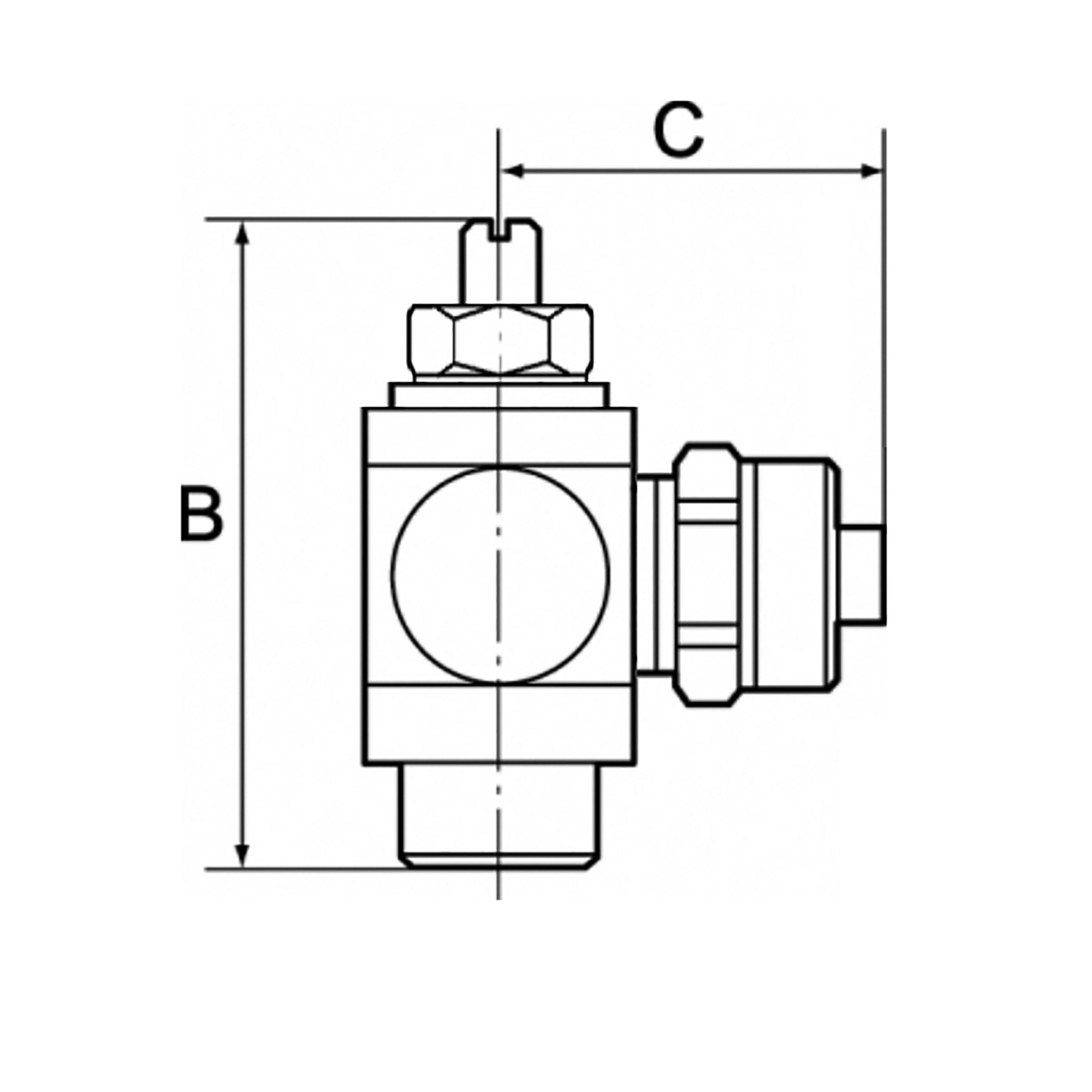 Throttle valve, both directions throttling (B) quick connector,M5 - Riegler 106970
