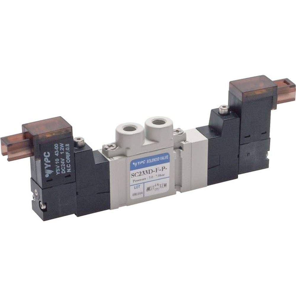 YPC SC233DF PL-D4. 5/3-Wege Magnetventil, M 5, geschlossen, 24 V=