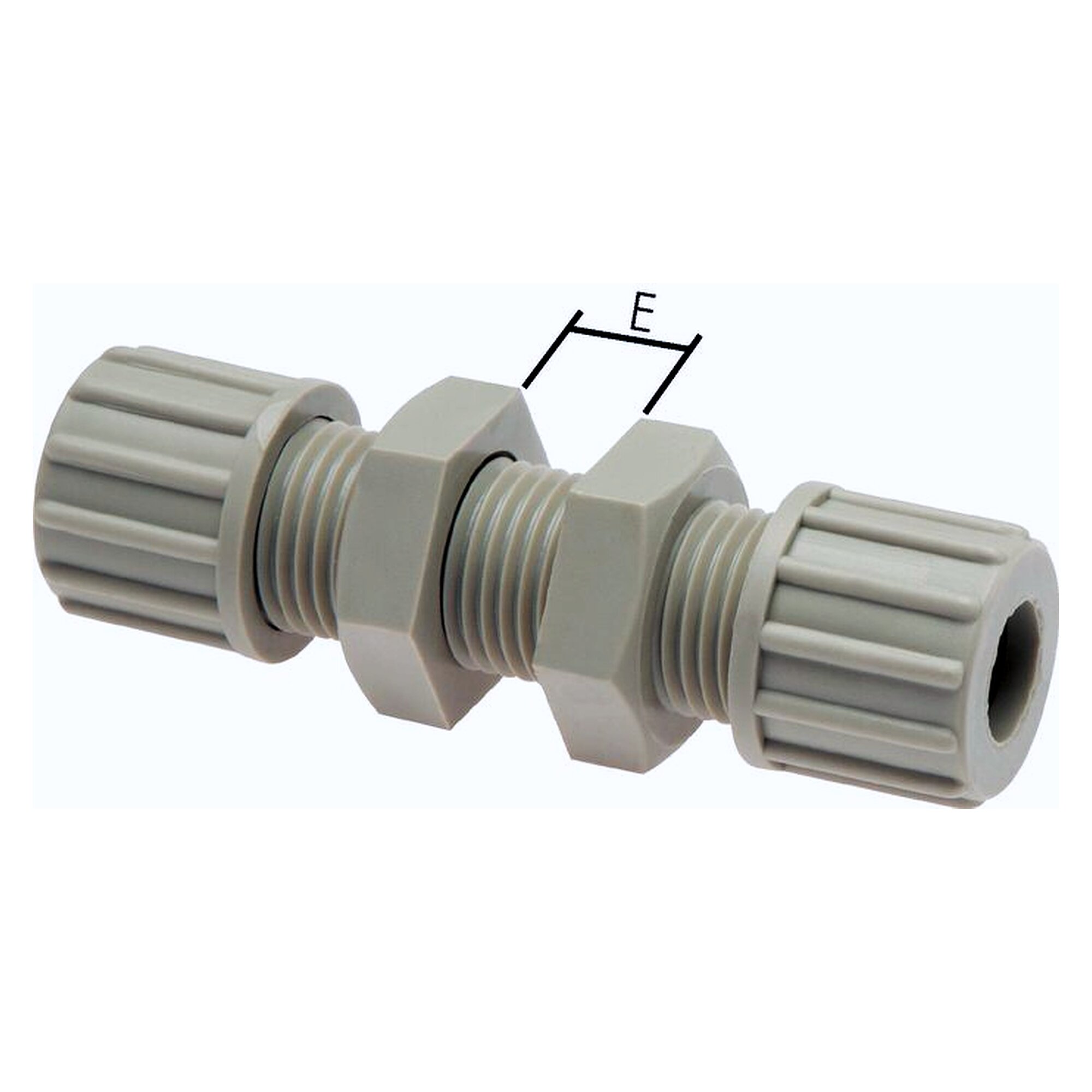 Schottverschraubung, Schottform, Schottgewinde M 14x1,5, Schlauch 8x6 mm, Polypropylen