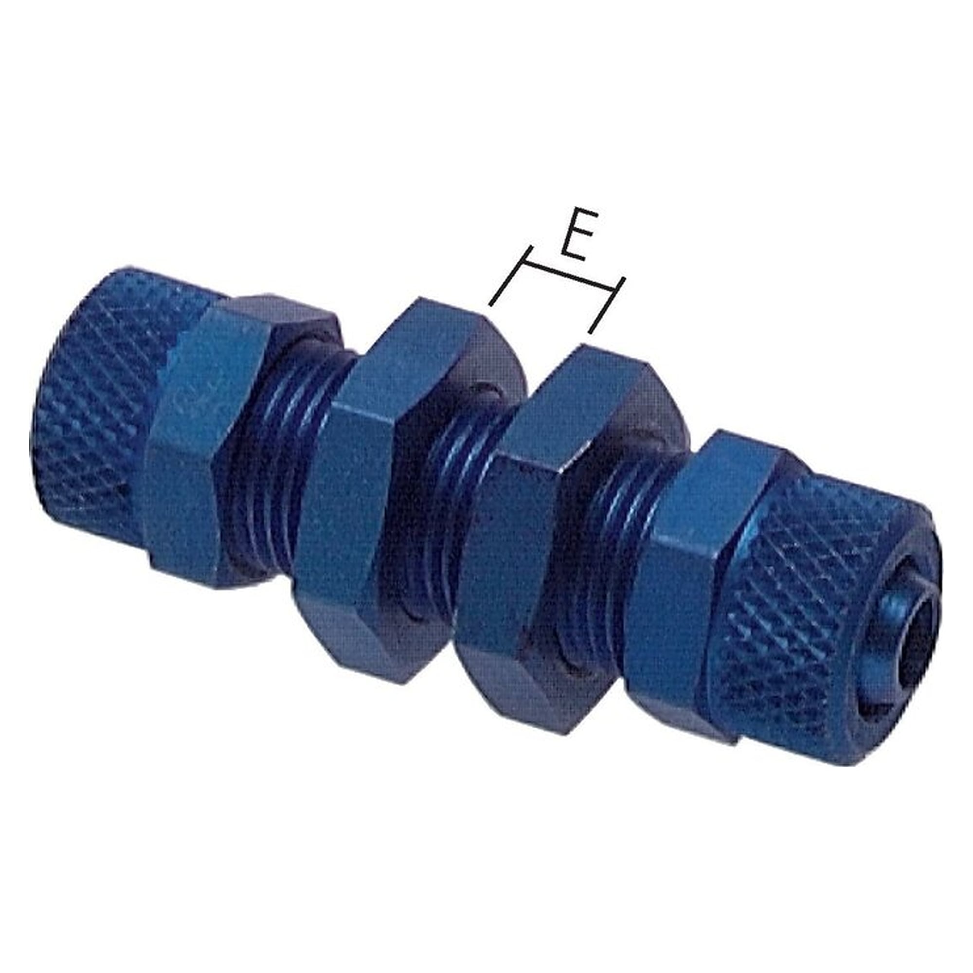 Bulkhead tube fitting, bulkhead design, thread M 10x1, second tube 6x4 mm, tube 6x4 mm, aluminium