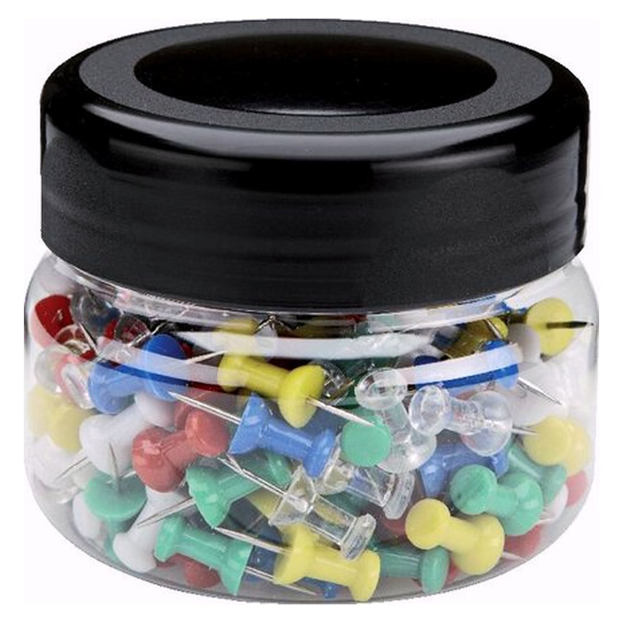 Pack of 200 push pins, assorted colours, office supply, for industry and maintenance