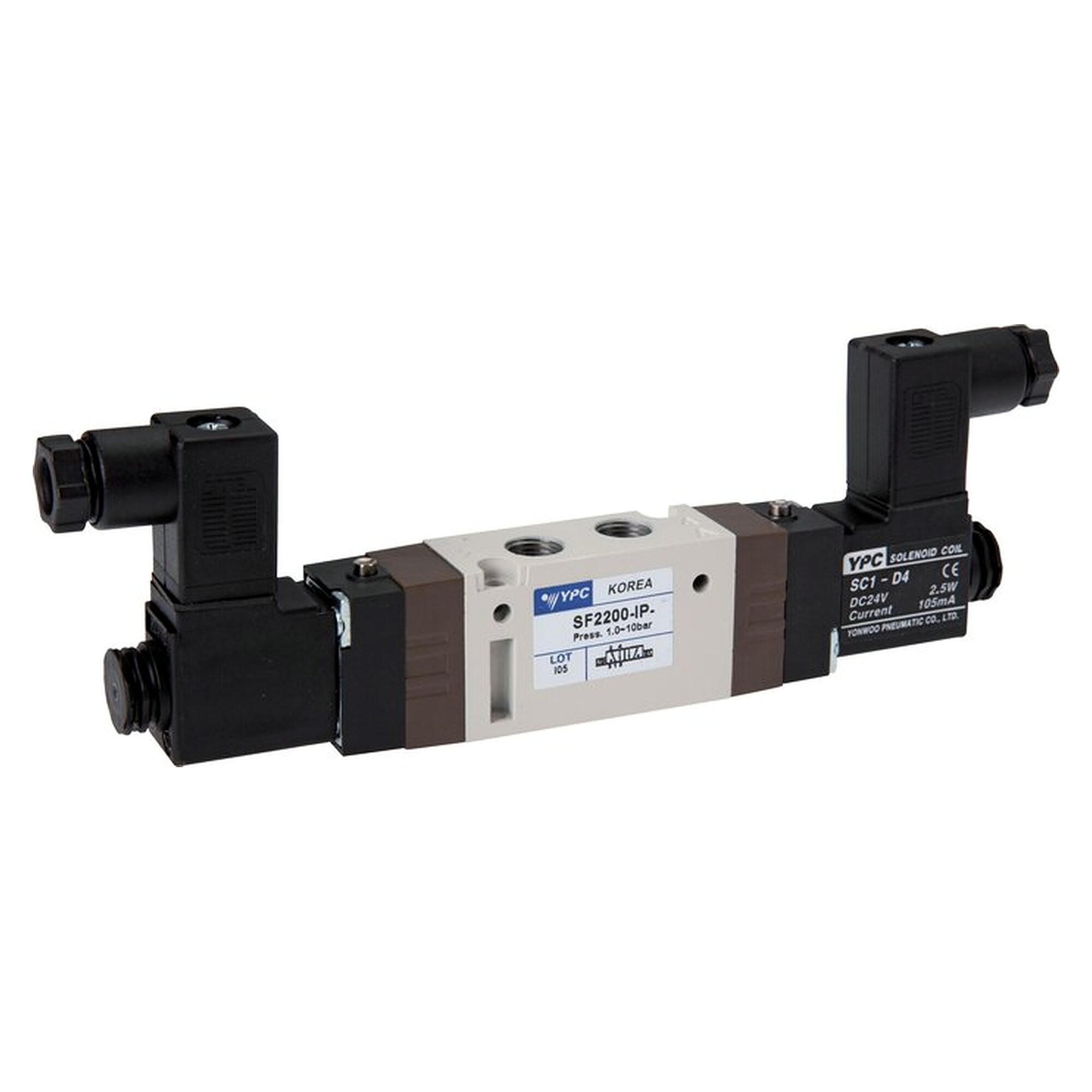 5/2-Wege Magnetventil, Impulsventil, Norm-Stecker (Größe 0), G 1/8", 12 V DC, 590 l/min, 2,5 W