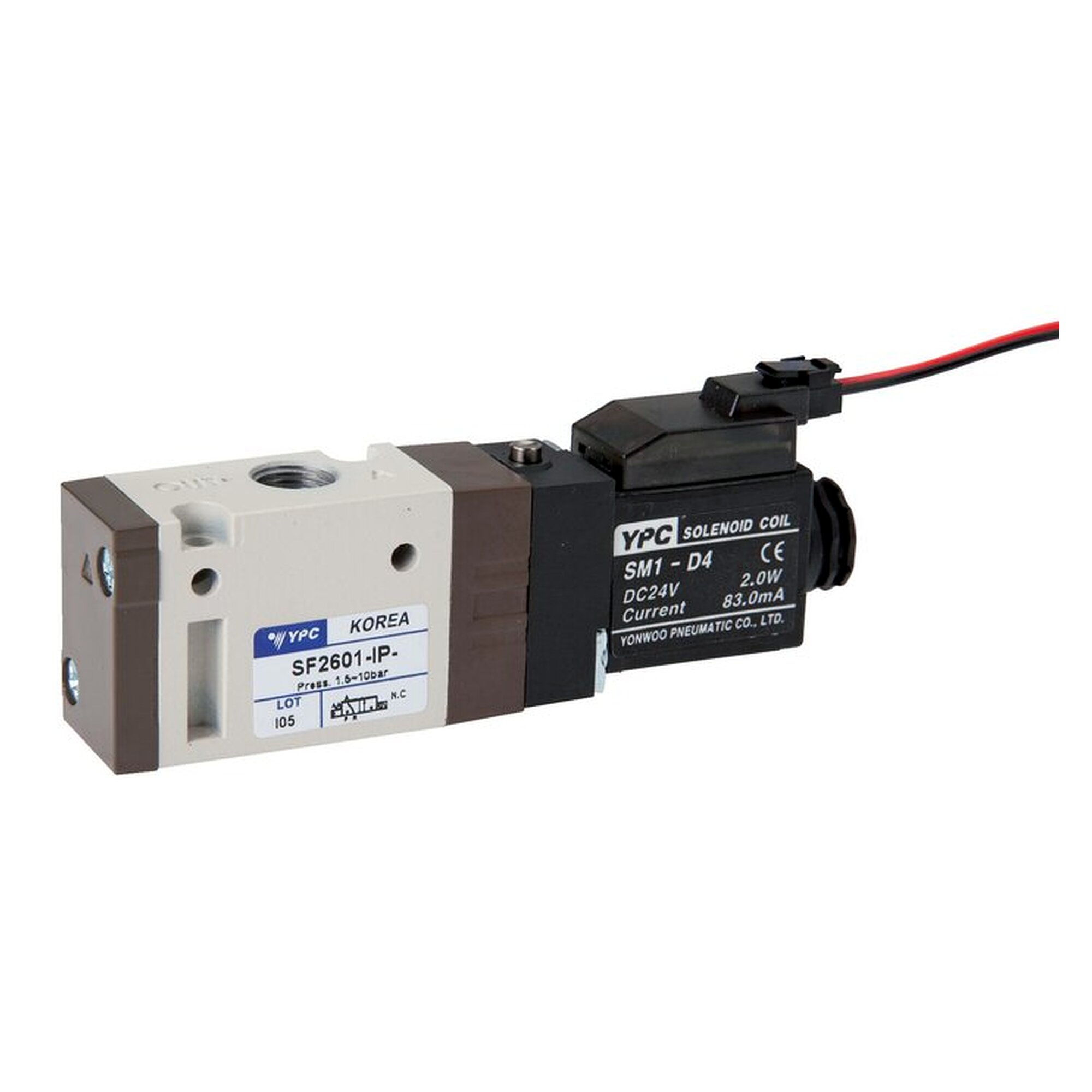 3/2-Wege Magnetventil, Federrückstellung stromlos geschlossen, G 1/8", 590 l/min, 24 V DC