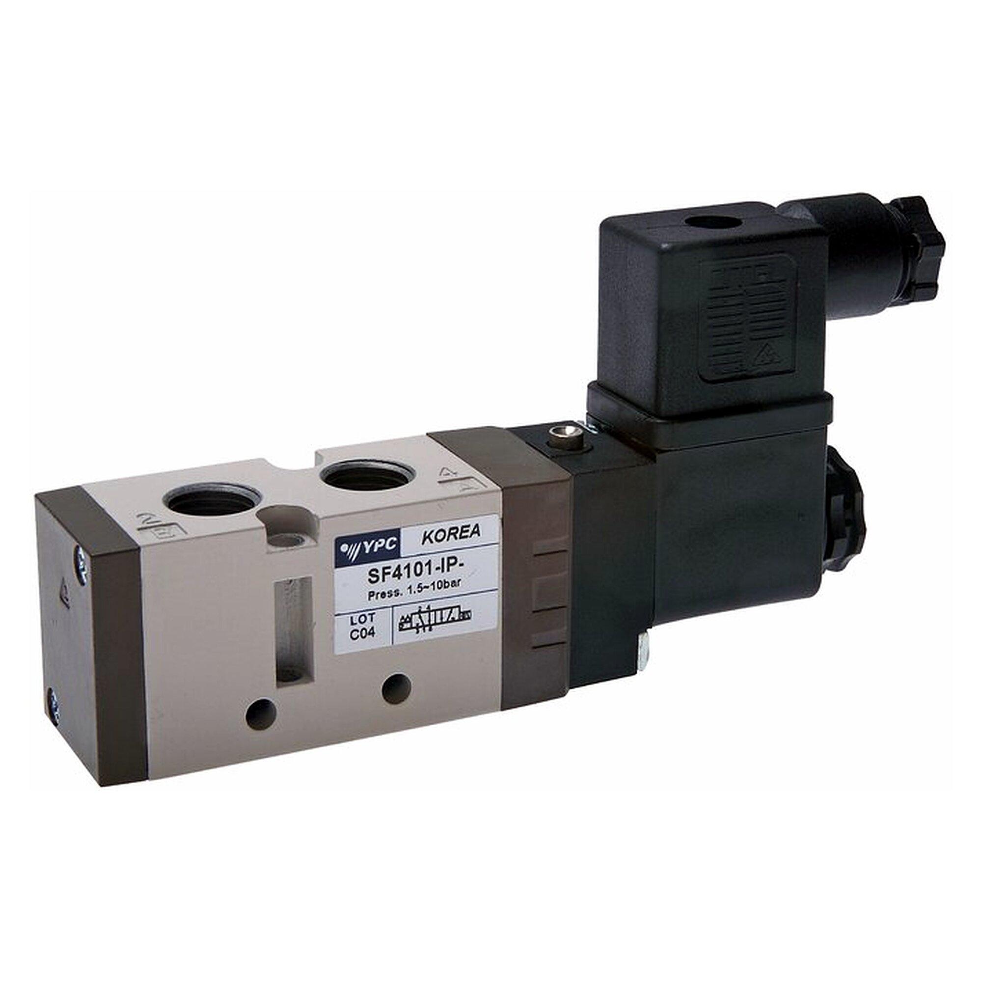 5/2-way solenoid valve, spring return, G 1/4", 24 V AC, 980 l/min, 1.5 to 10 bar, exhaust G 1/8"