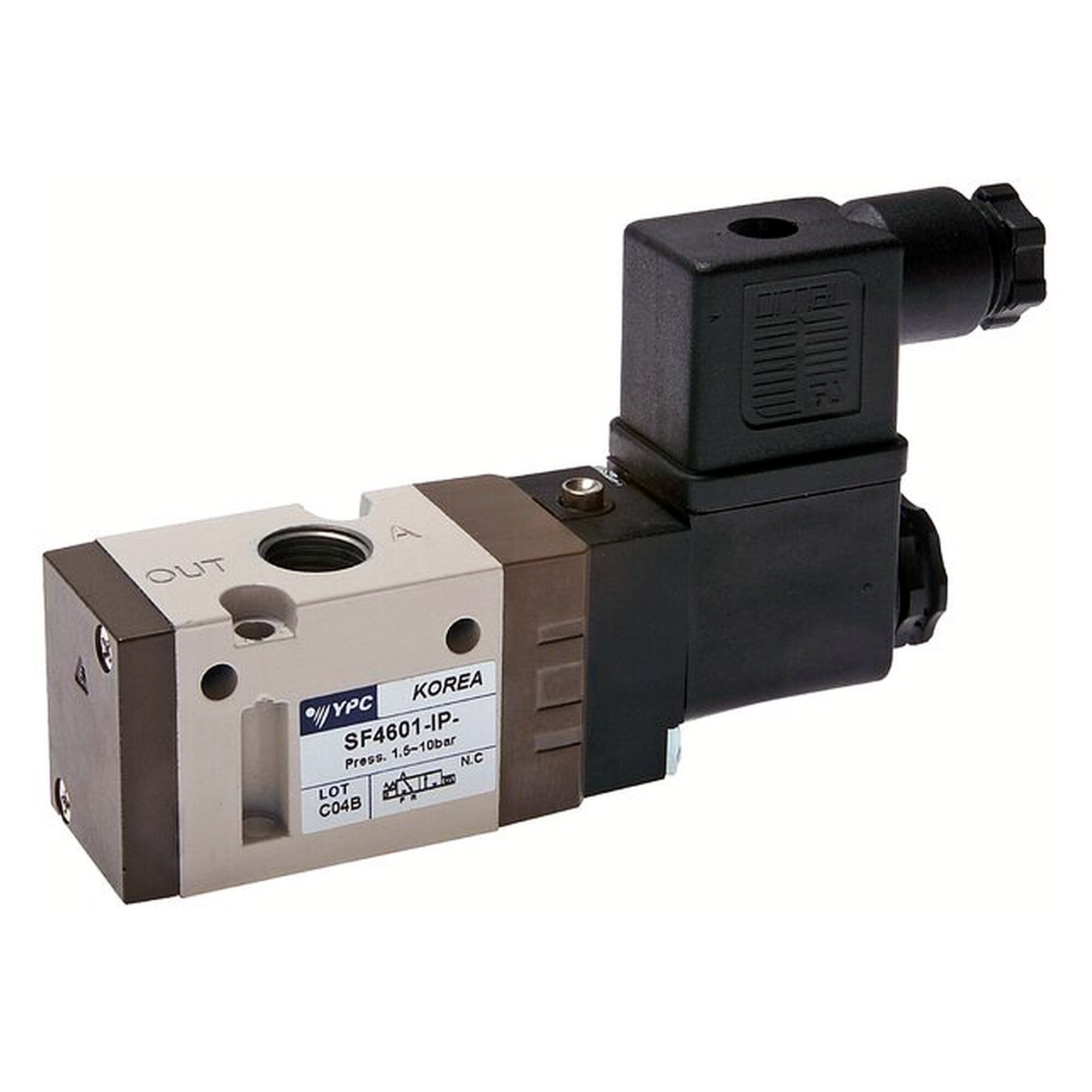 3/2-Wege Magnetventil, Federrückstellung (NO), G 1/4", 12 V DC, 980 l/min, 1,5 bis 10 bar, 2,1 W