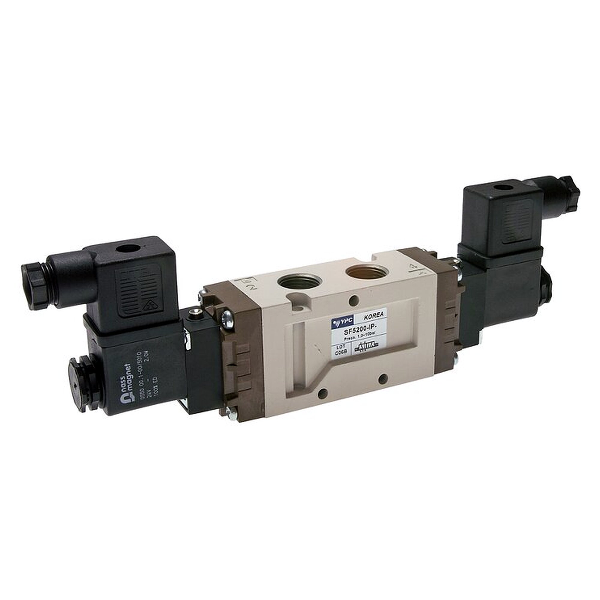 5/2-way solenoid valve, Impulse valve, G 3/8", 24 V AC, 2000 l/min, 1.5 to 10 bar, exhaust G 3/8"
