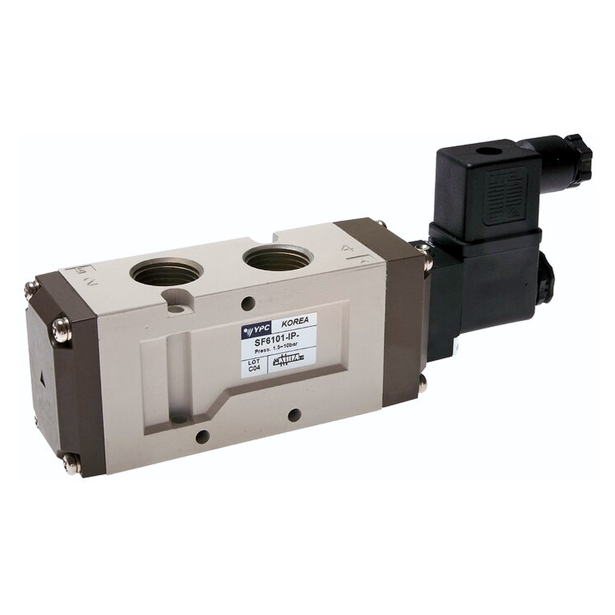 5/2-way solenoid valve, spring return, G 1/2", 115 V AC, 3500 l/min, 1.5 to 10 bar, exhaust G 1/2"