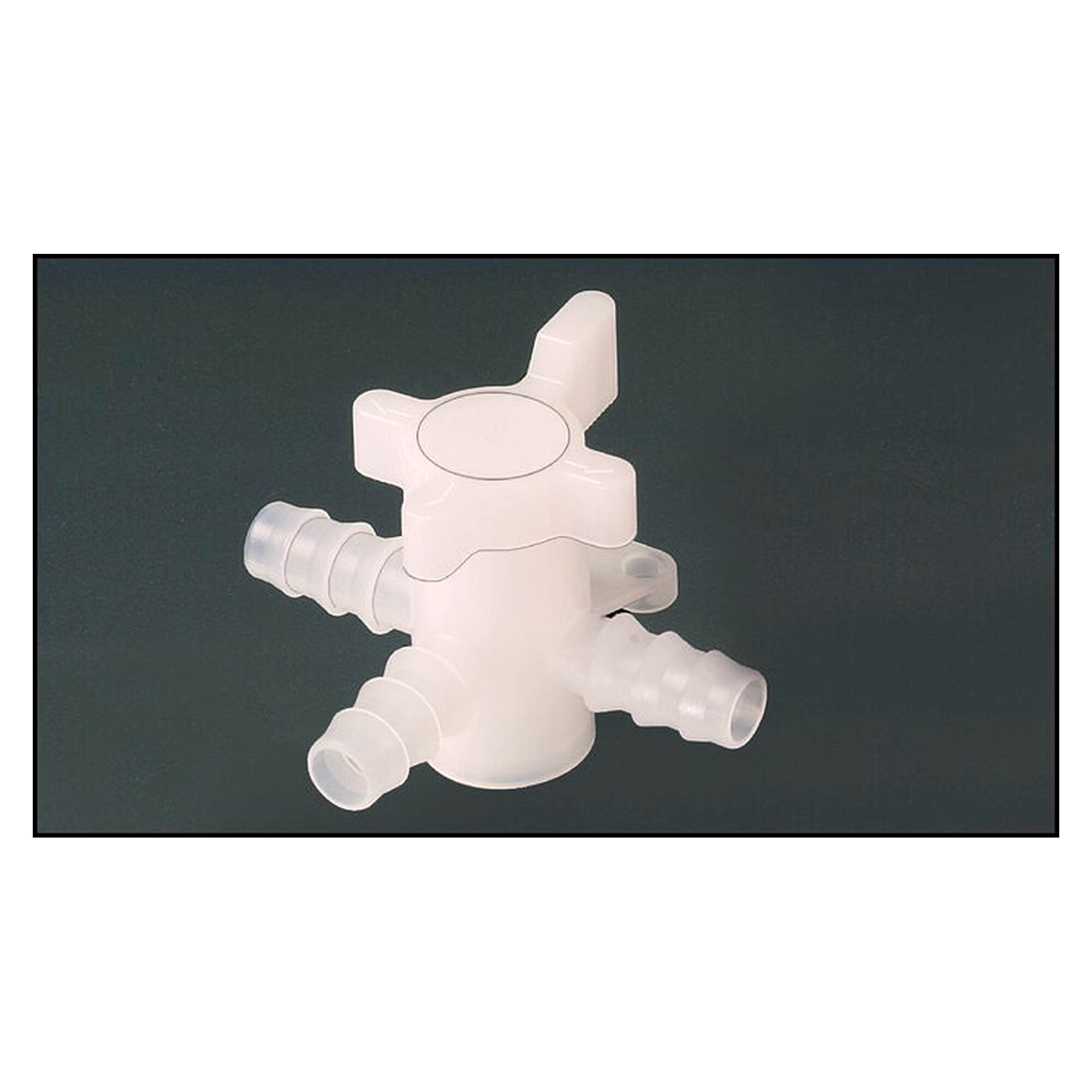 3-Wege Labor-Schlauchhahn (PVDF), 9 (3/8") mm, T-Bohrung, DN 6
