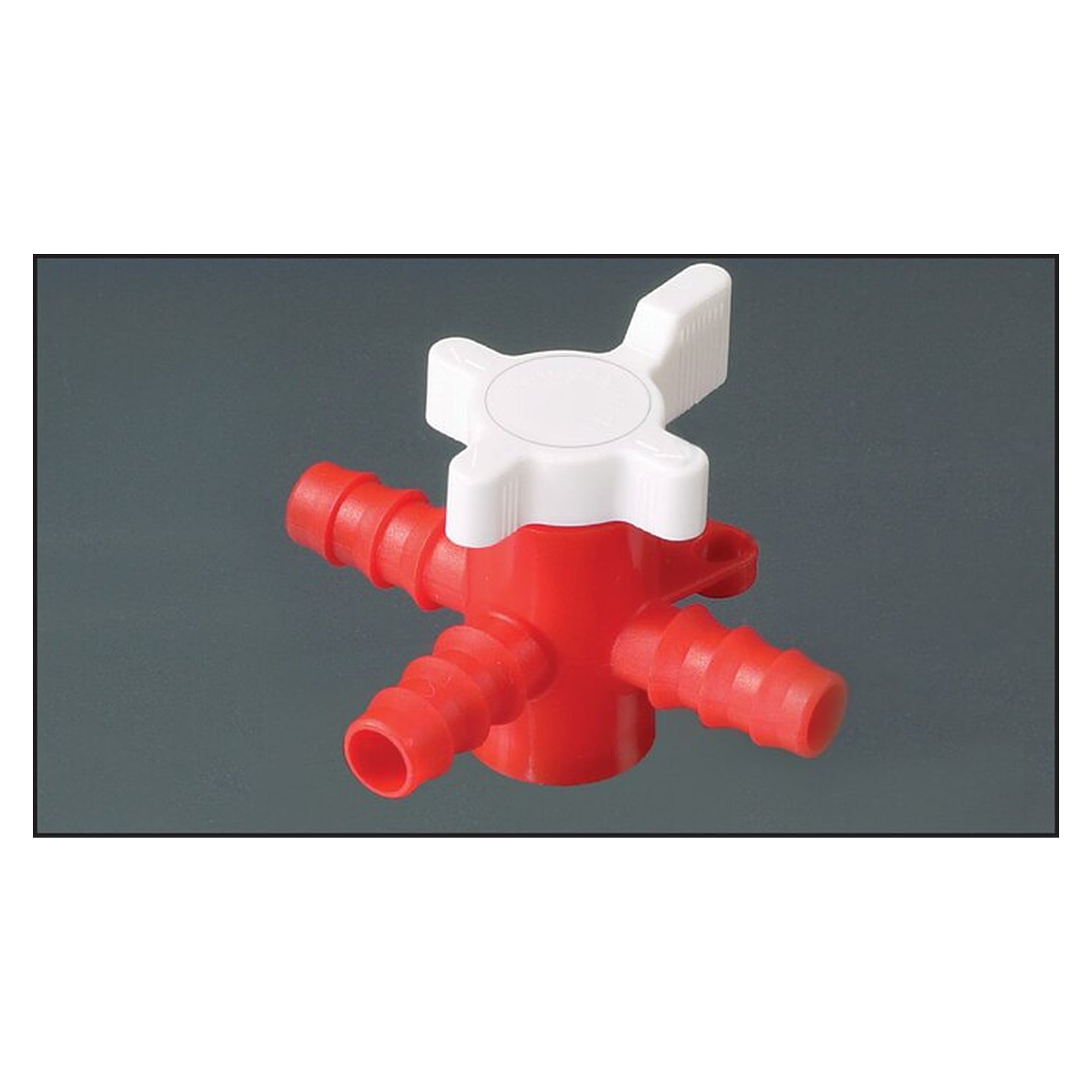 3-Wege Labor-Schlauchhahn (PE/PP), 6 (1/4") mm, T-Bohrung, Polypropylen