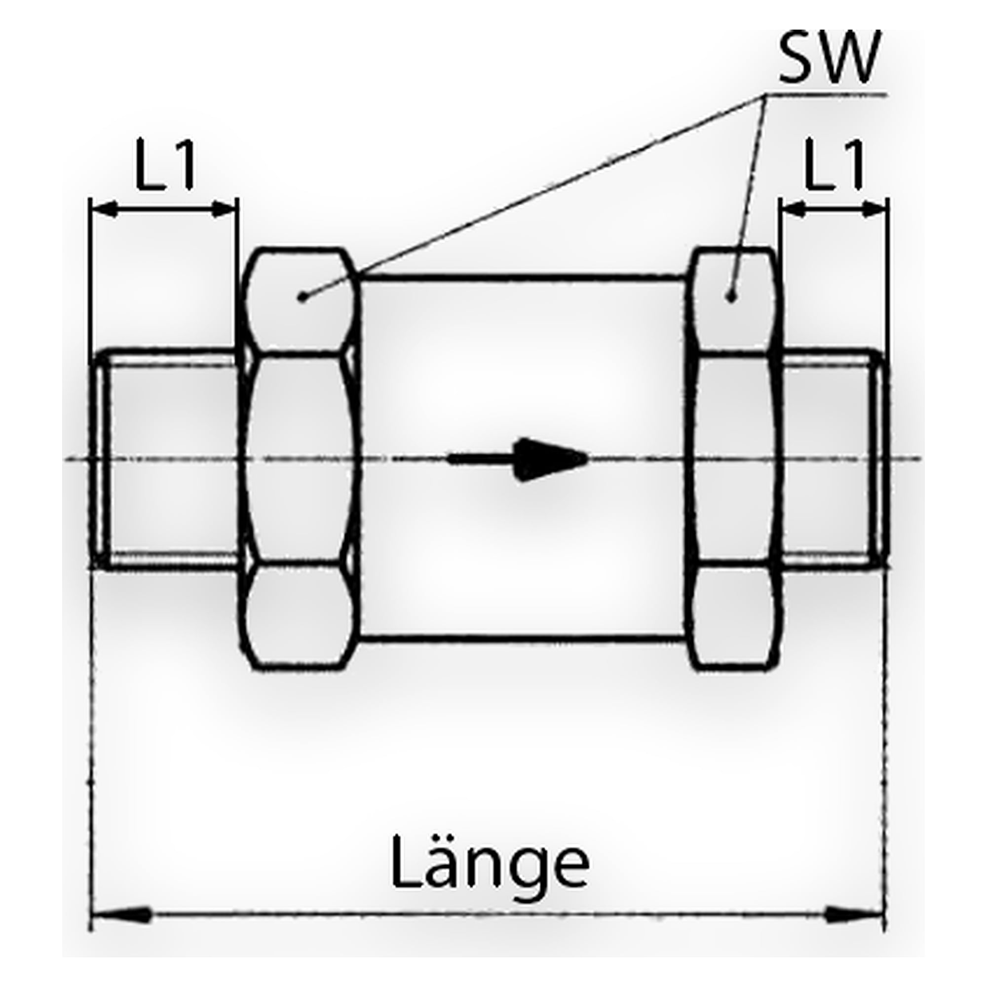 Rückschlagventil, Durchgangsform, MS, G 1/4 AG, 0,2 - 0,4 bar - Riegler 103820