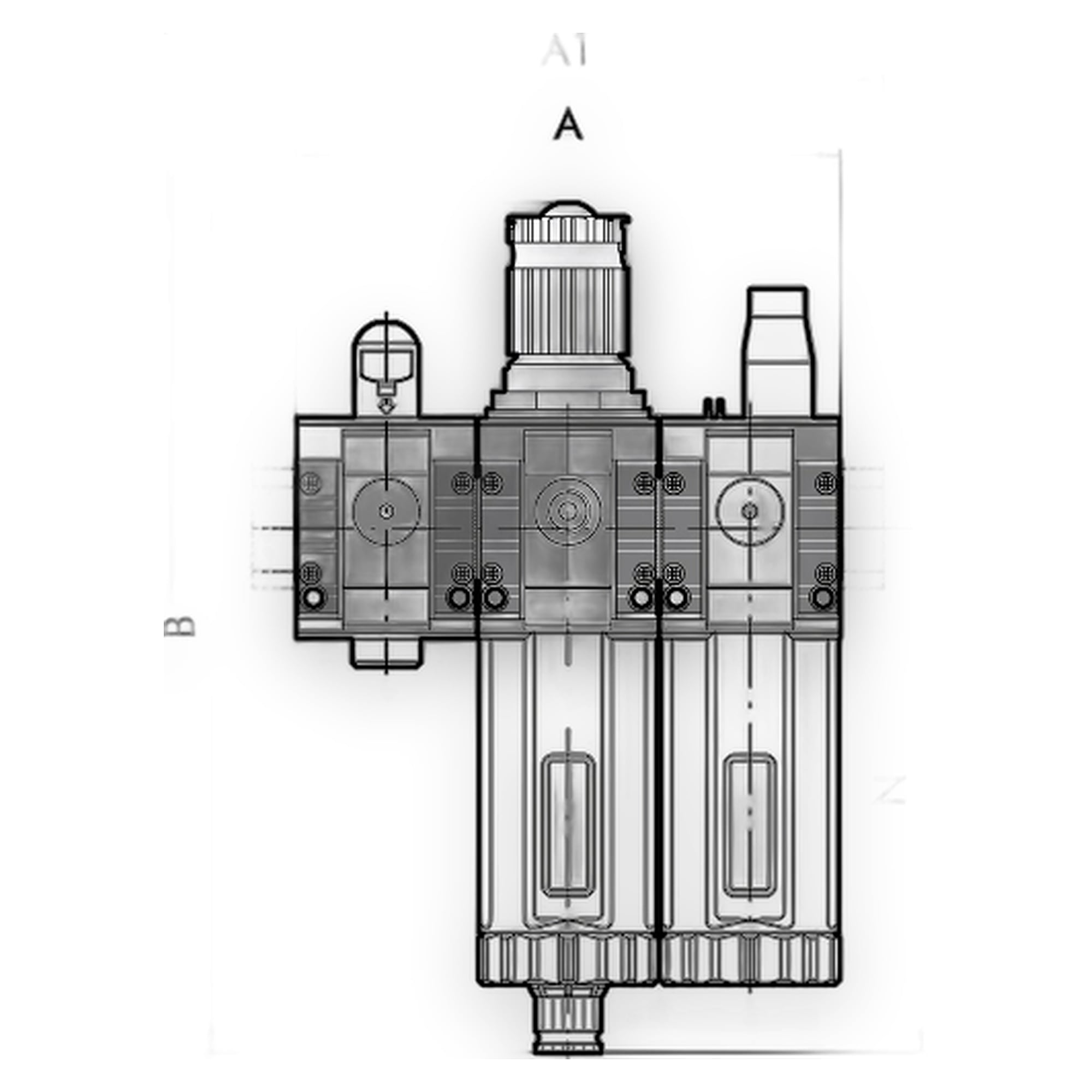 Shut-off valve+FR+lub »SYNTESI«, s.2, G 3/4, 5µm, 0…12 bar, RMSA - Riegler 145010