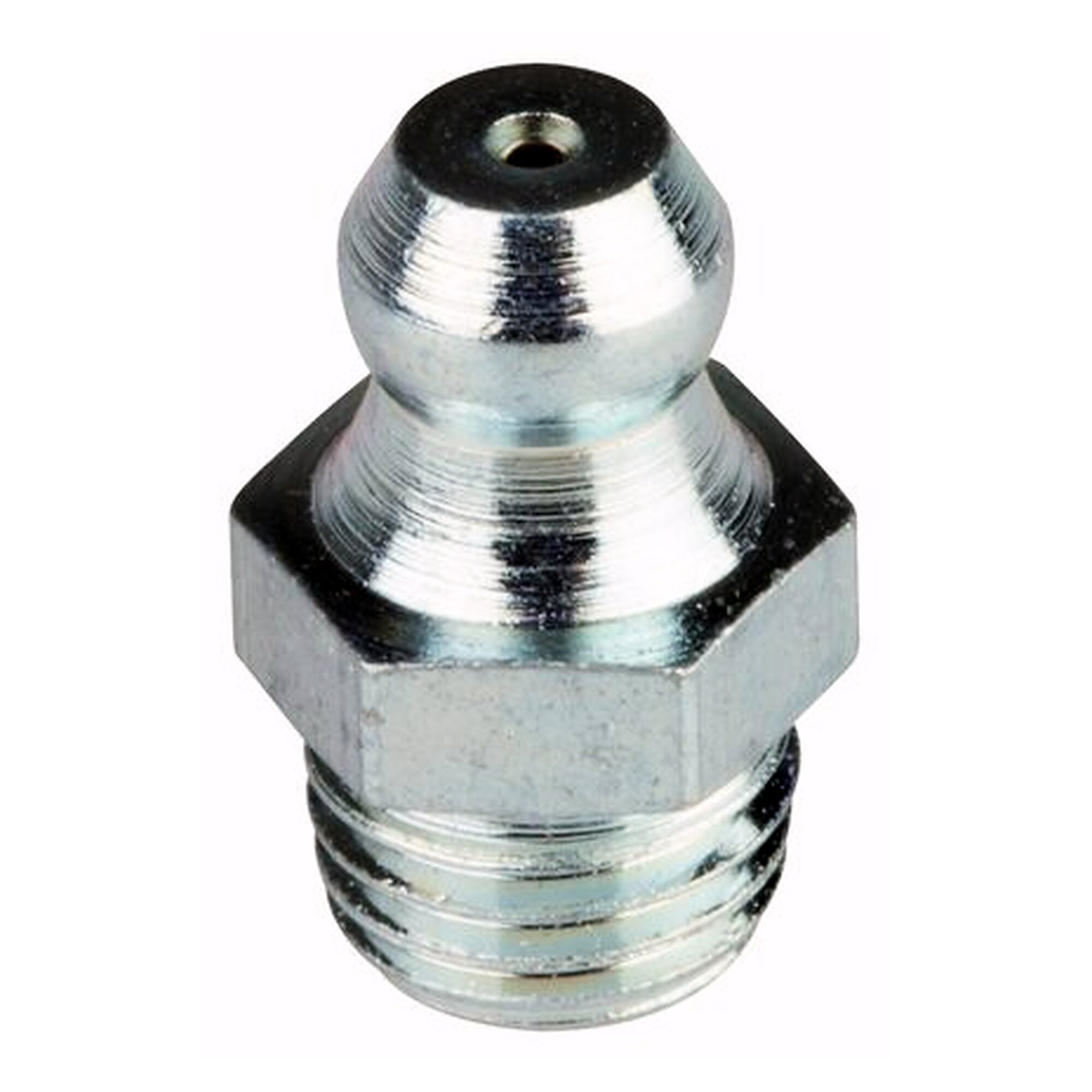Straight conical grease nipple, R 1/4", zinc plated steel, thread length 6,5 mm