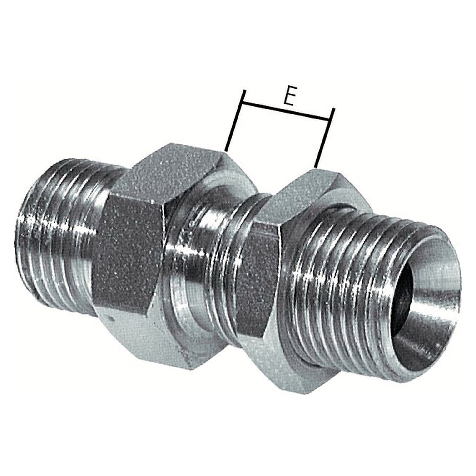 Schottnippel, mit 60°-Kegel, Gewinde G 1-1/2", Emax 39 mm, PN 190 bar, Edelstahl 1.4436