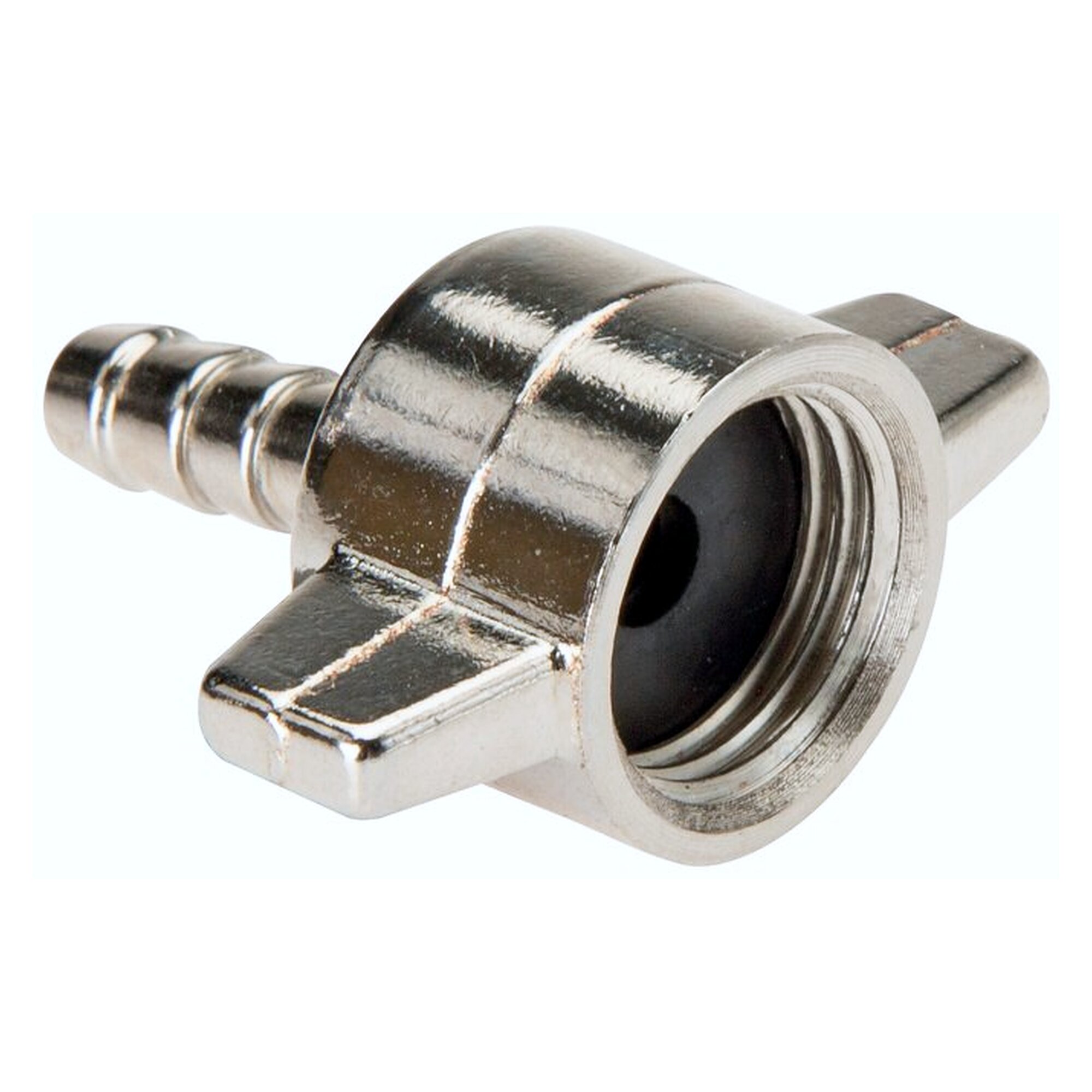 Schlauchtülle für Reifenfüllflasche, M 16x1,5 - 6 (1/4")mm, Zinklegierung verchromt