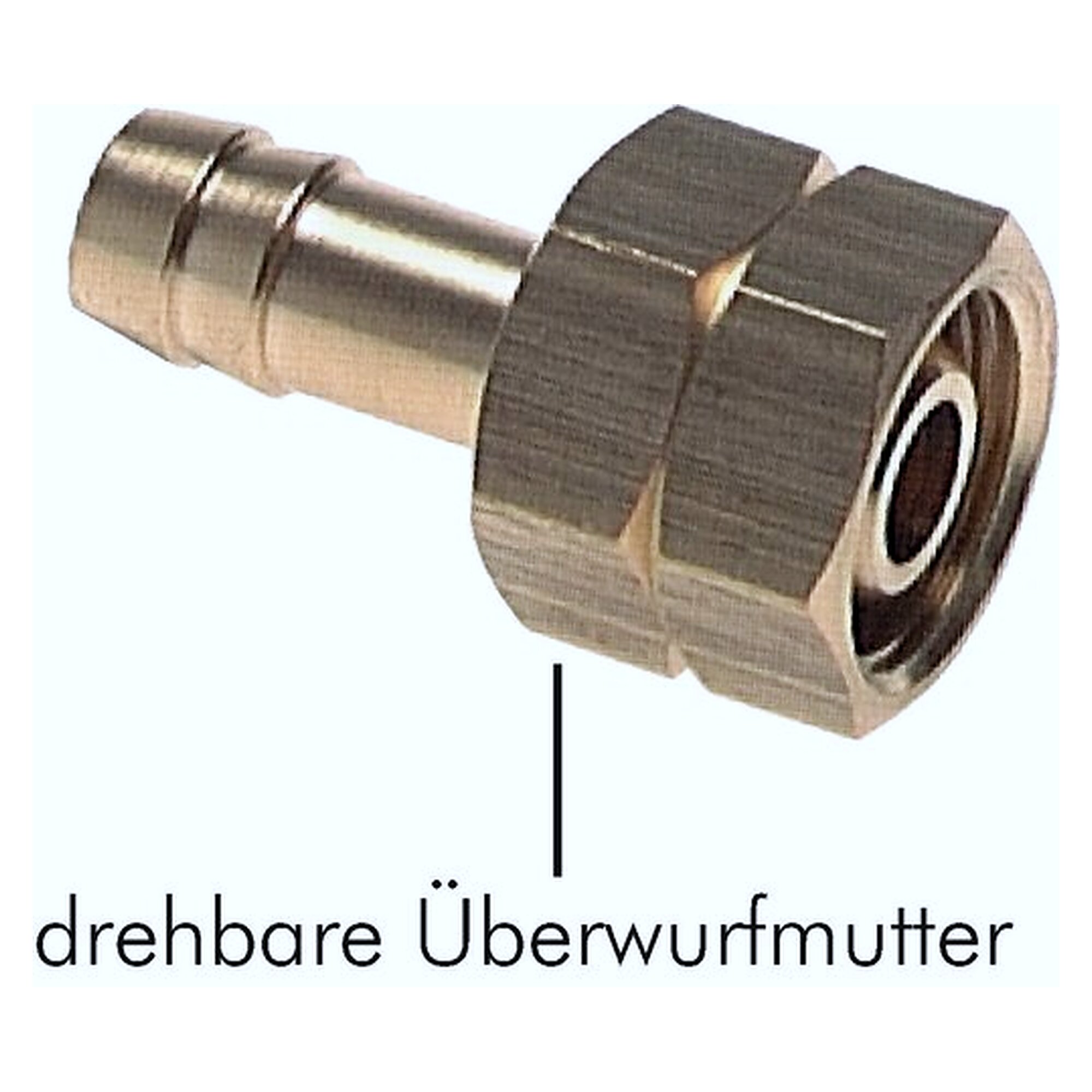 Schlauchtülle, mit Überwurfmutter, mit Linksgewinde, G 1/2" LH, Schlauchanschluss 6 (1/4") mm, 40