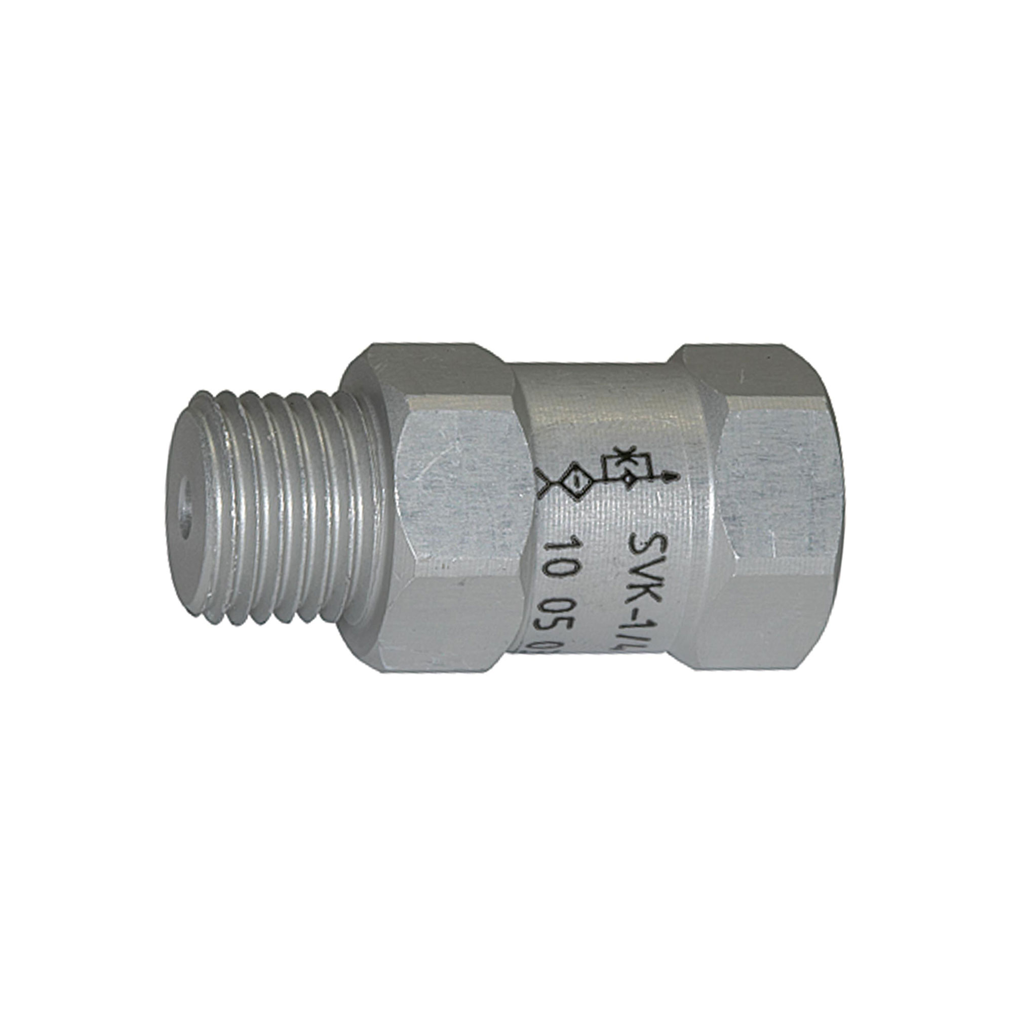 Strömungsventil, AG o., Alu, Kugelsitzven. pu = -0,3bar l/min 2,9 - Riegler 108426
