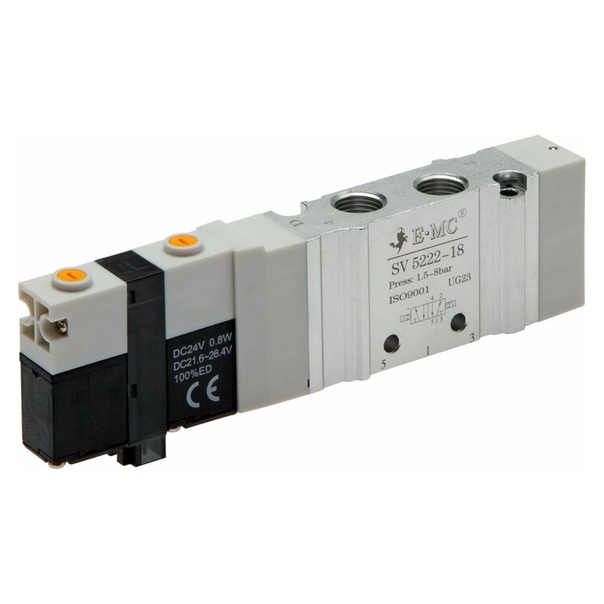3/2-way solenoid valve, 2x 3/2-way (NC/NC), Half-socket valve, G 1/8", 24 V DC, 700 l/min