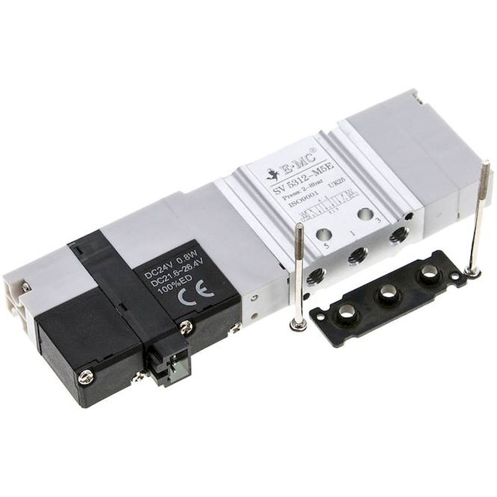 E.MC SV-5312-M5E. Solenoid valve for S1V, 5/3-way (centre position vented)