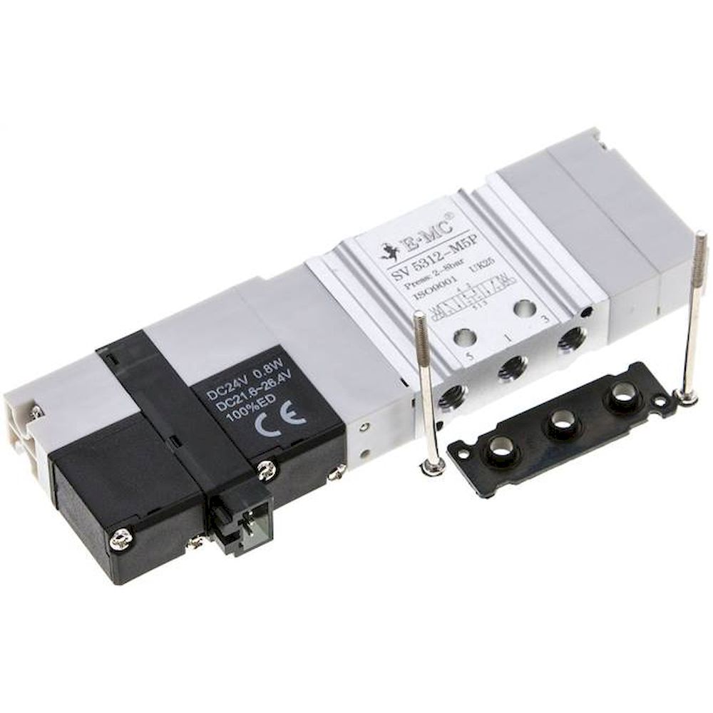 E.MC SV 5312-M5P. Magnetventil für S1V, 5/3-Wege (Mittelstellung belüftet)