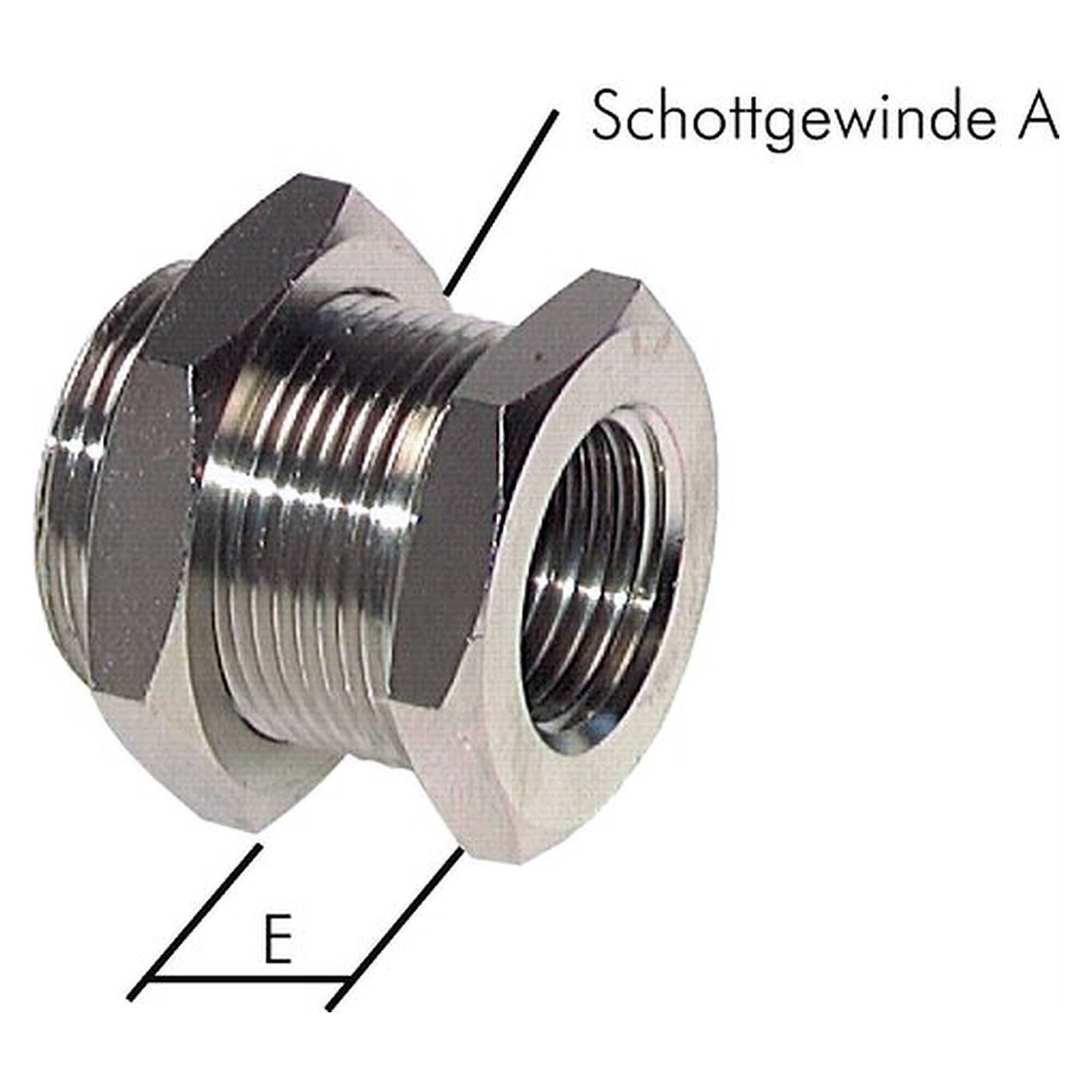 Schottverschraubung, Außengewinde M 34x2 auf Innengewinde G 3/4", Emax 24 mm, PN 16 bar